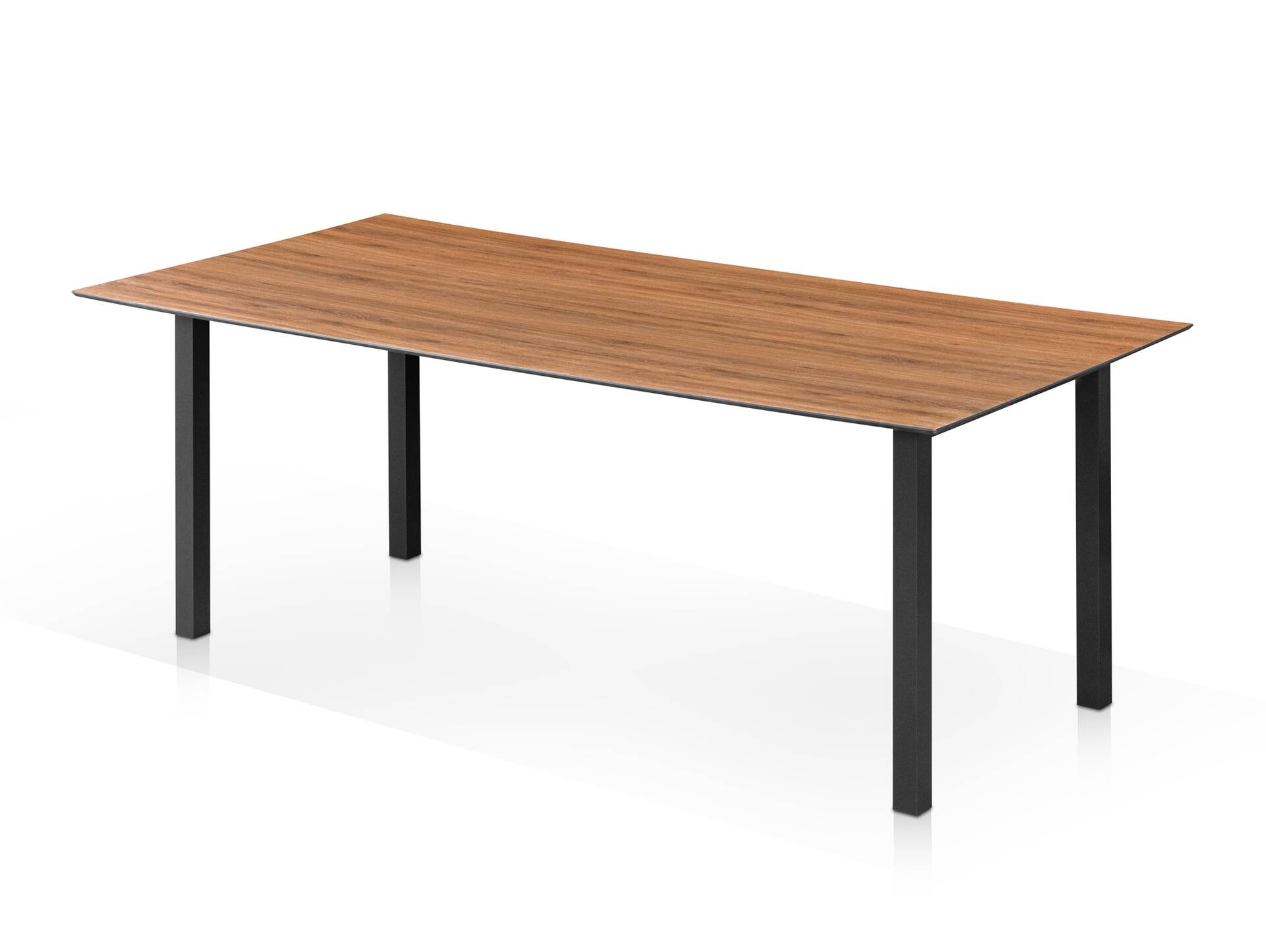 DOLOMIT Gartentisch/Esszimmertisch, Material HPL / Aluminium 140 cm | 80 cm | schwarz/eichefarbig