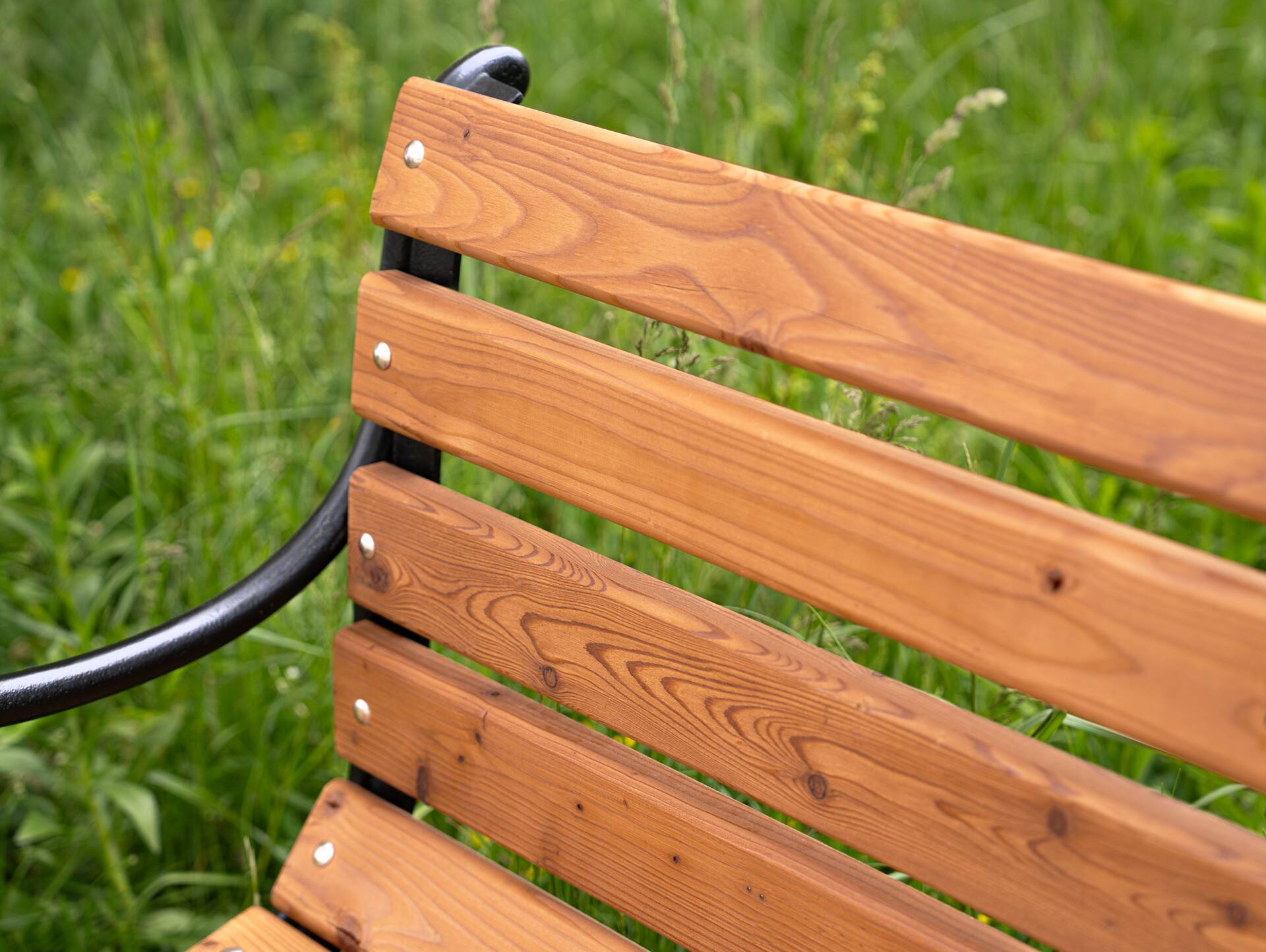 GODENA Gartenbank, Material Massivholz Lärche, Metallgestell schwarz 180 cm
