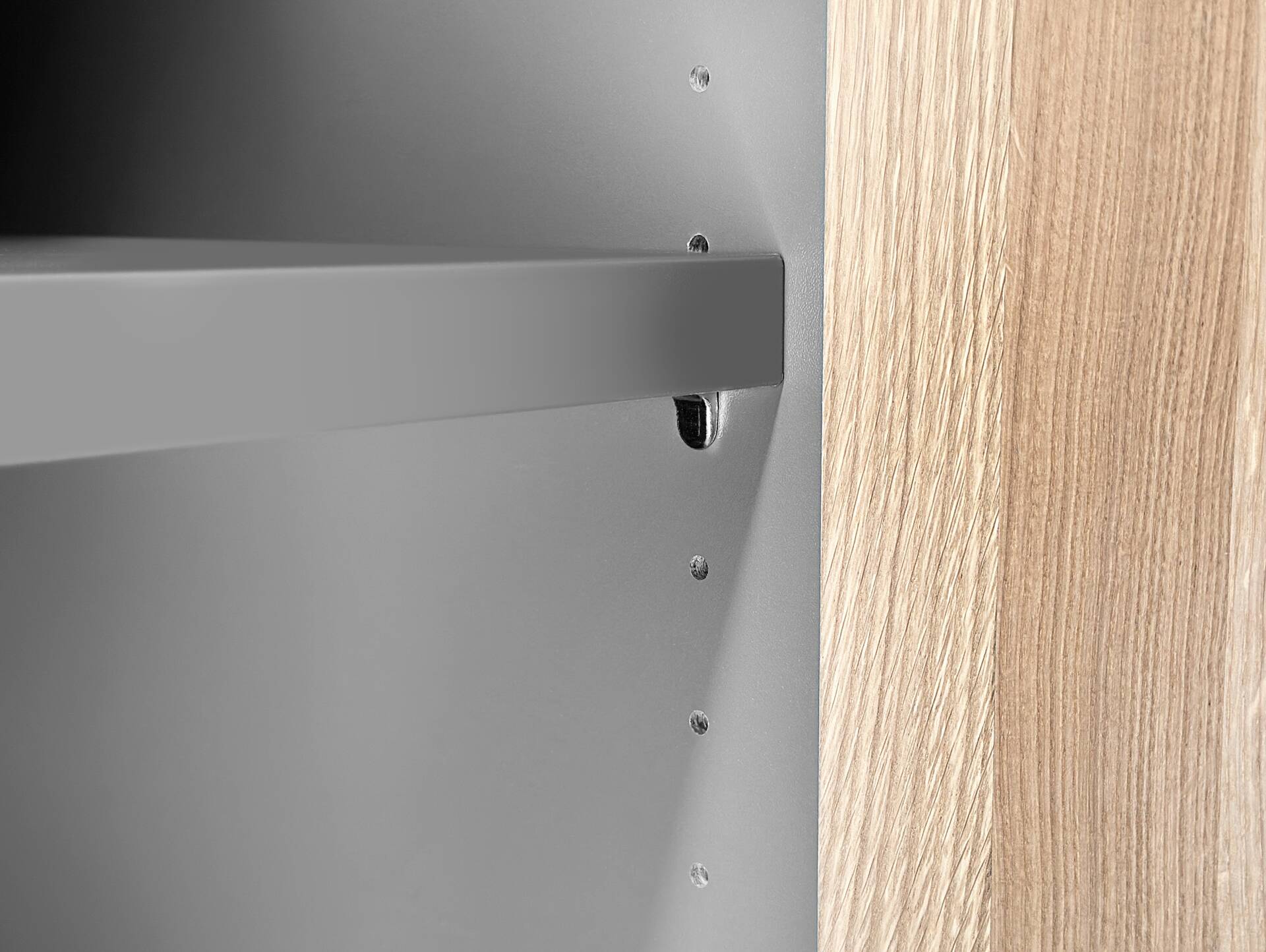 OFFICE OAK Aktenschrank II, Material teilmassiv, Eiche/graphitfarbig Türanschlag rechts