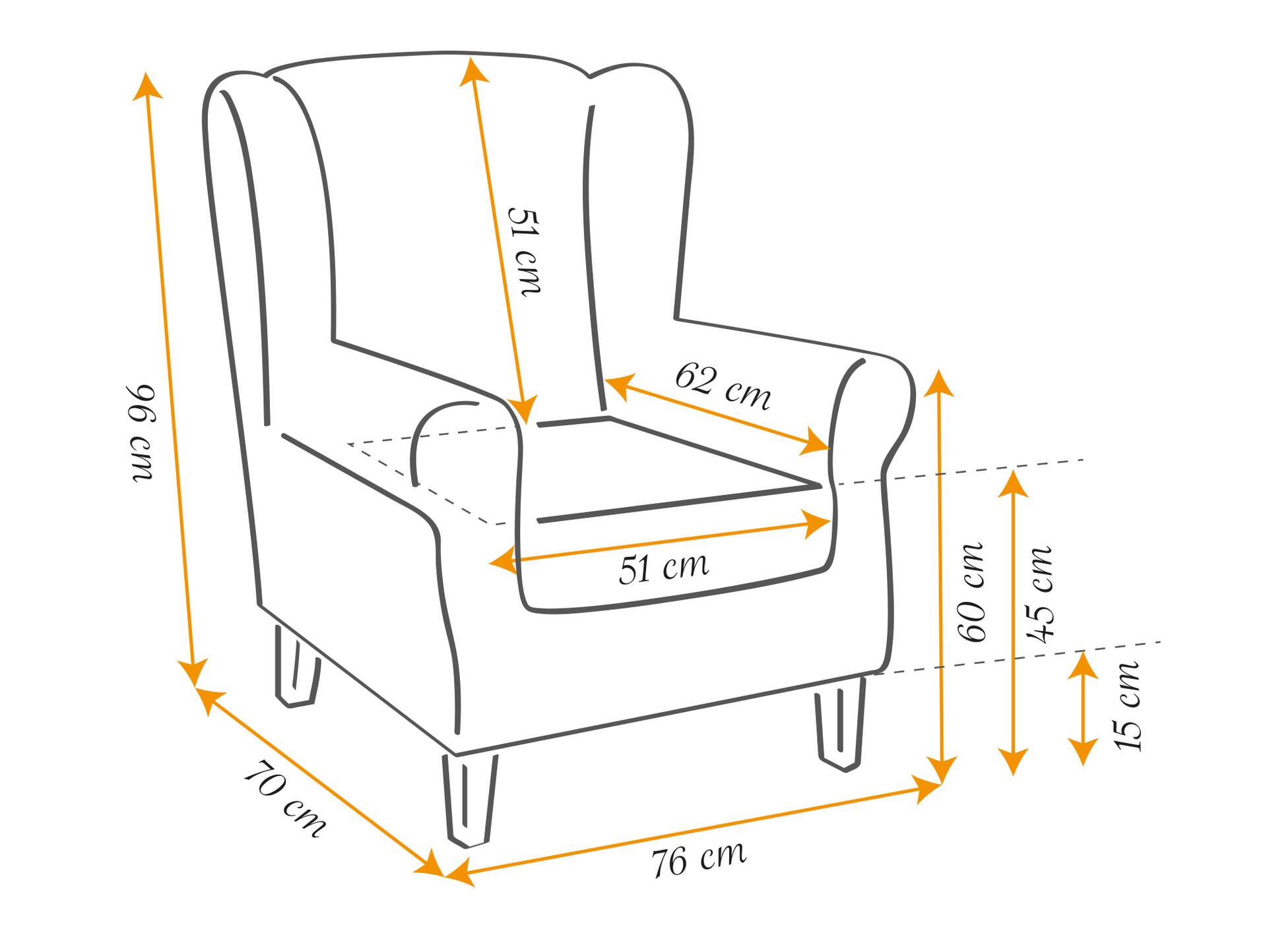 Willy Ohrensessel + Hocker, Material Stoff Dunkelgrau