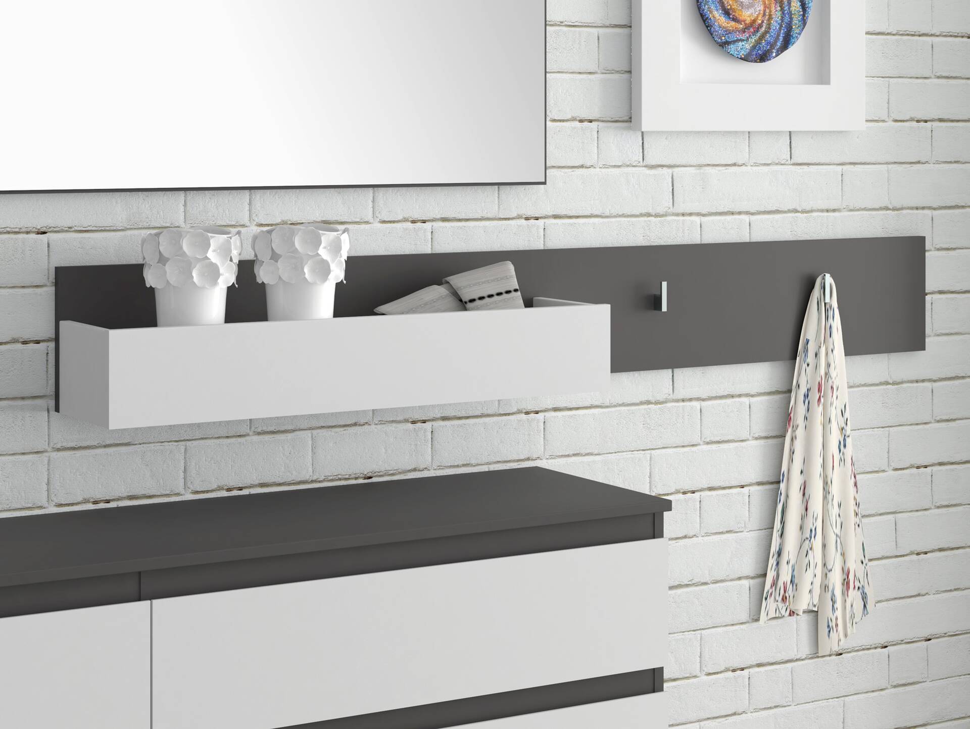 QUANDRO Wandgarderobe, Material Dekorspanplatte, dunkelgrau/lichtgrau 