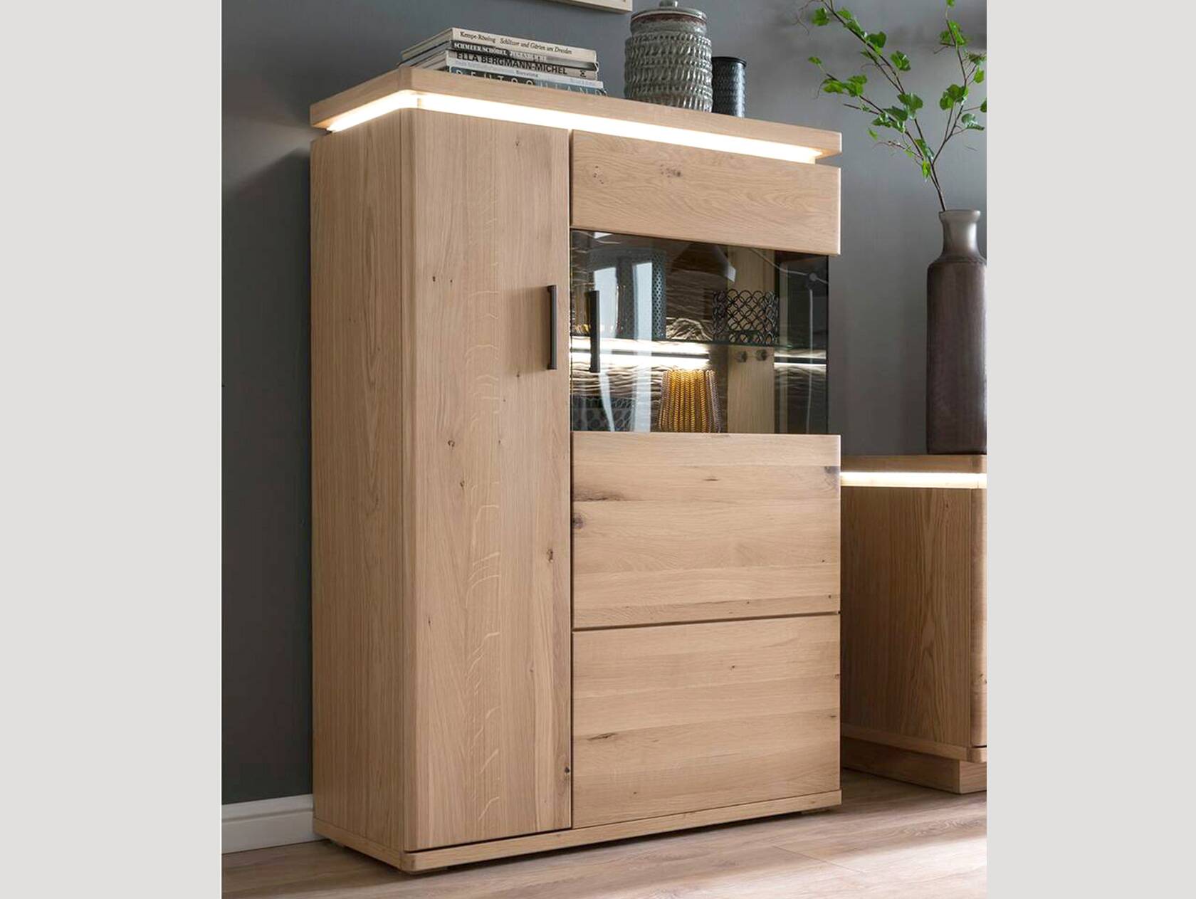 BRINSTONE Highboard II, Balkeneiche teilmassiv 