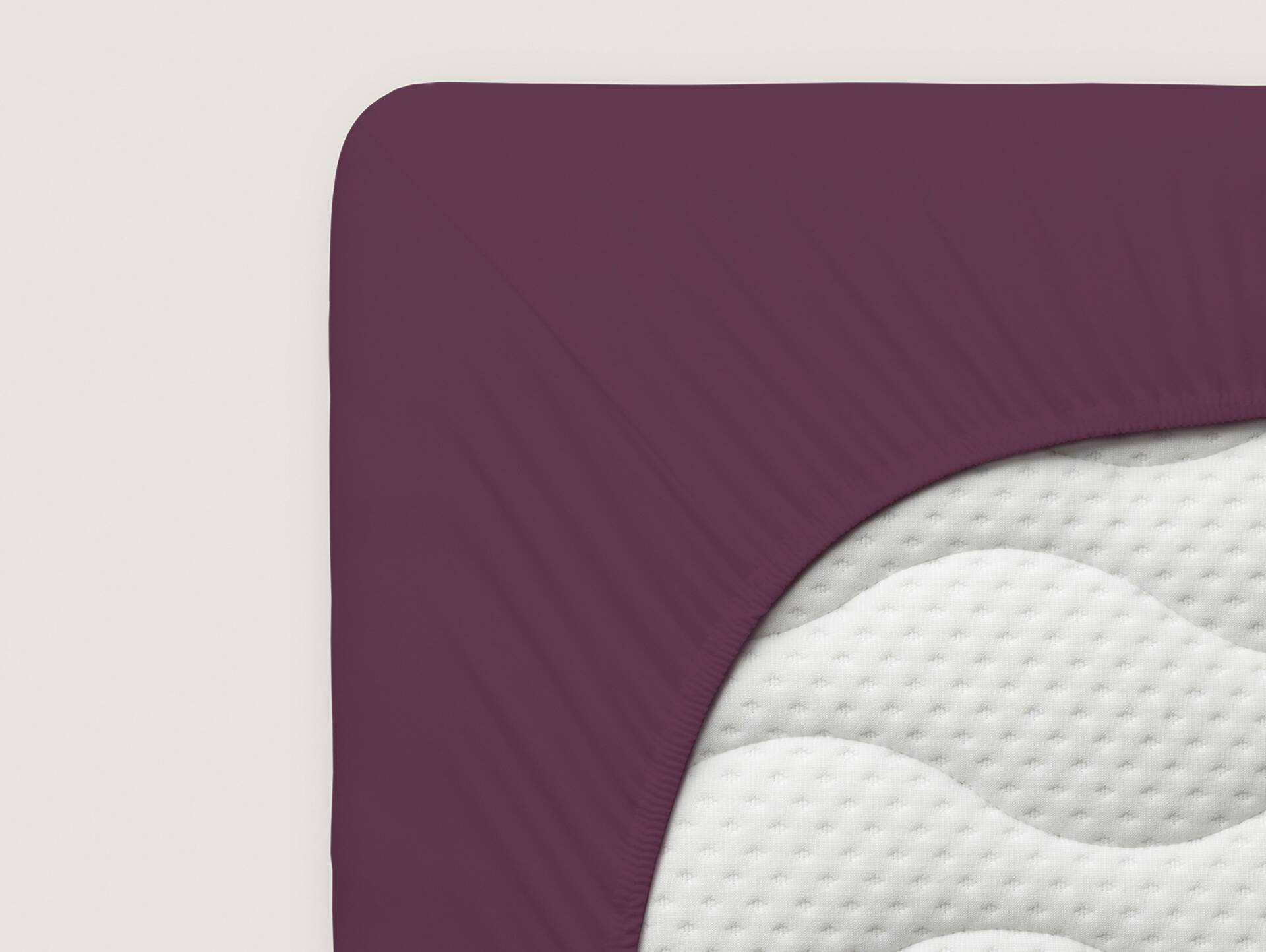 Schlafgut PURE Spannbetttuch/Spannbettlaken für Matratze, Bio-Mako-Baumwolle mit Elastan Violett | 140x190 - 160x220 cm