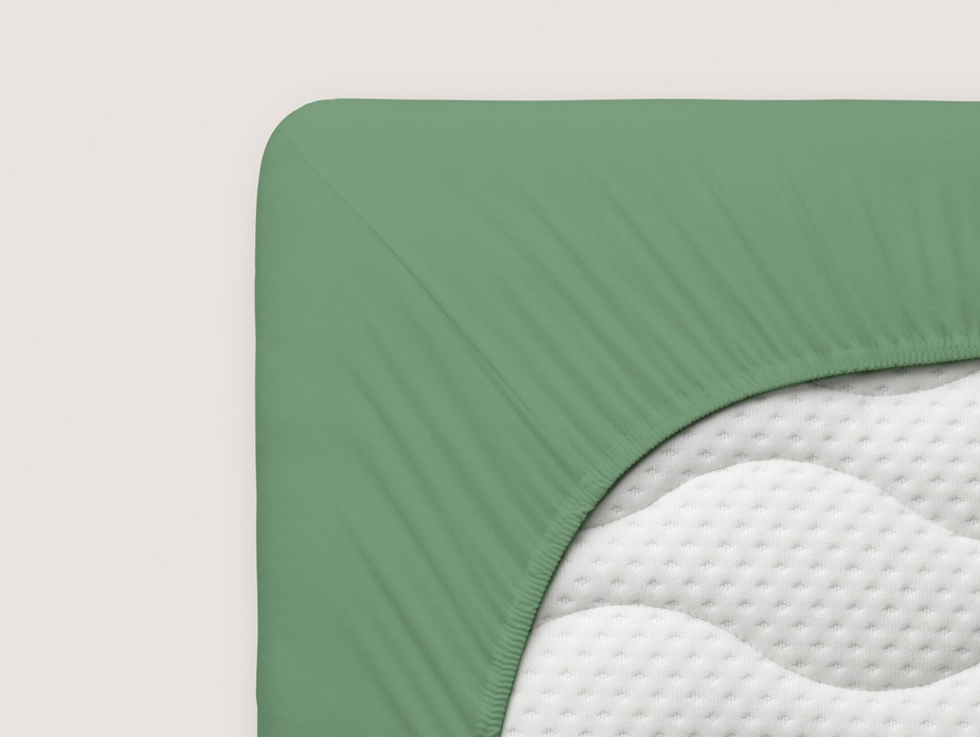 Schlafgut PURE Spannbetttuch/Spannbettlaken für Matratze, Bio-Mako-Baumwolle mit Elastan Grün | 180x190 - 200x220 cm