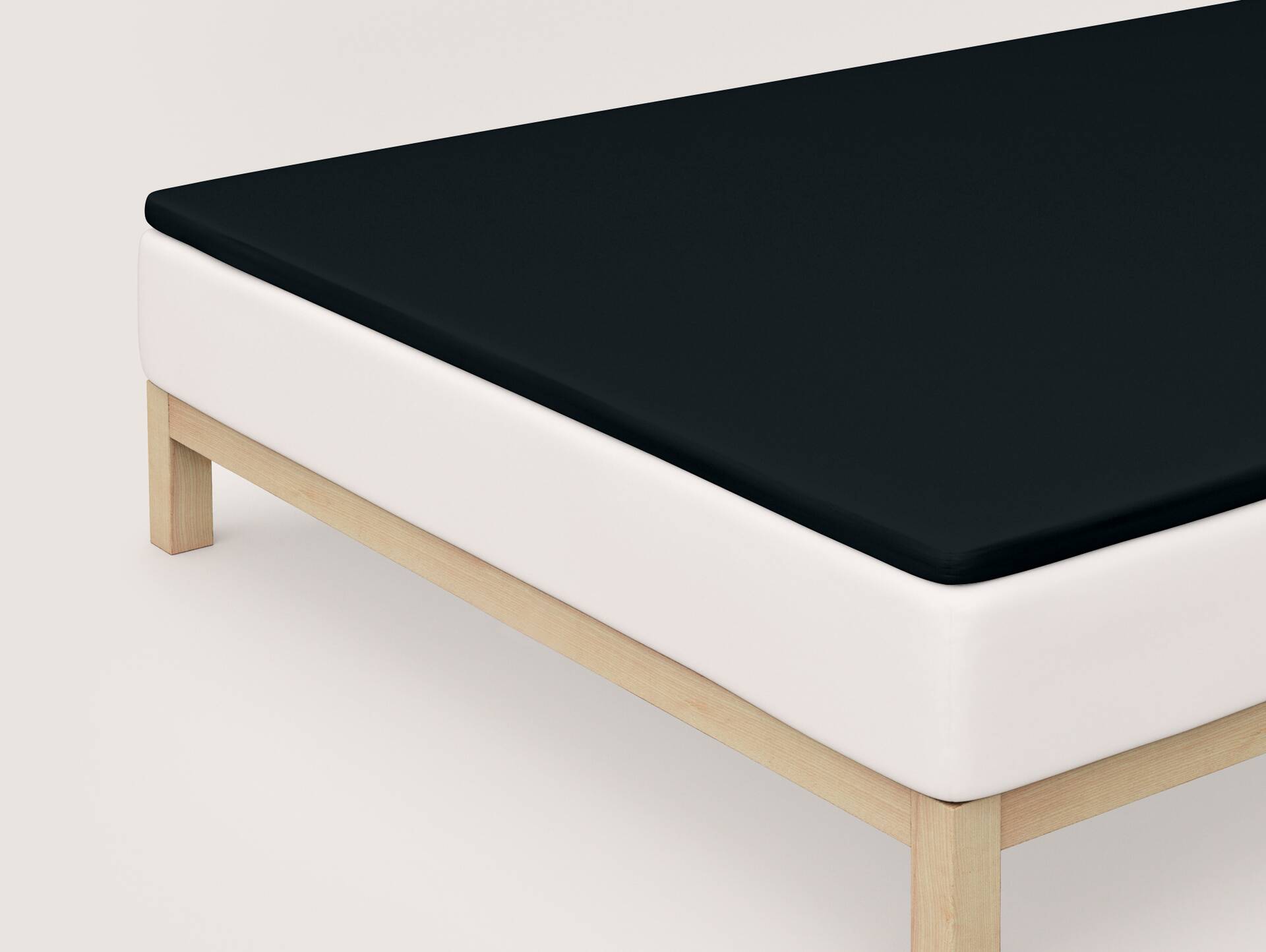 Schlafgut PURE Topper Spannbetttuch/Spannbettlaken, Bio-Mako-Baumwolle mit Elastan Schwarz | 90x190 - 100x220 cm