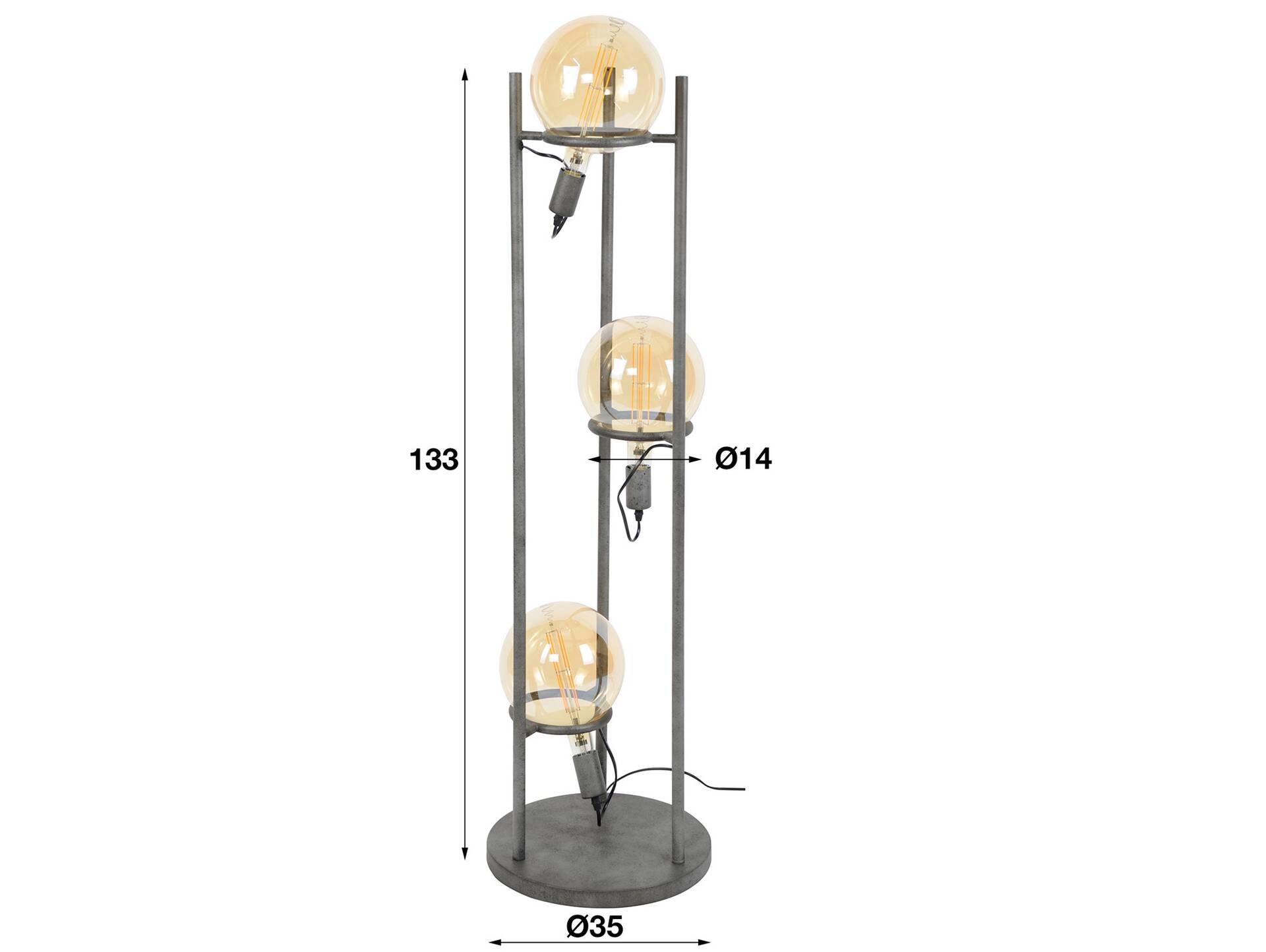 ROMINO Stehlampe 3-flammig, Material Metall 