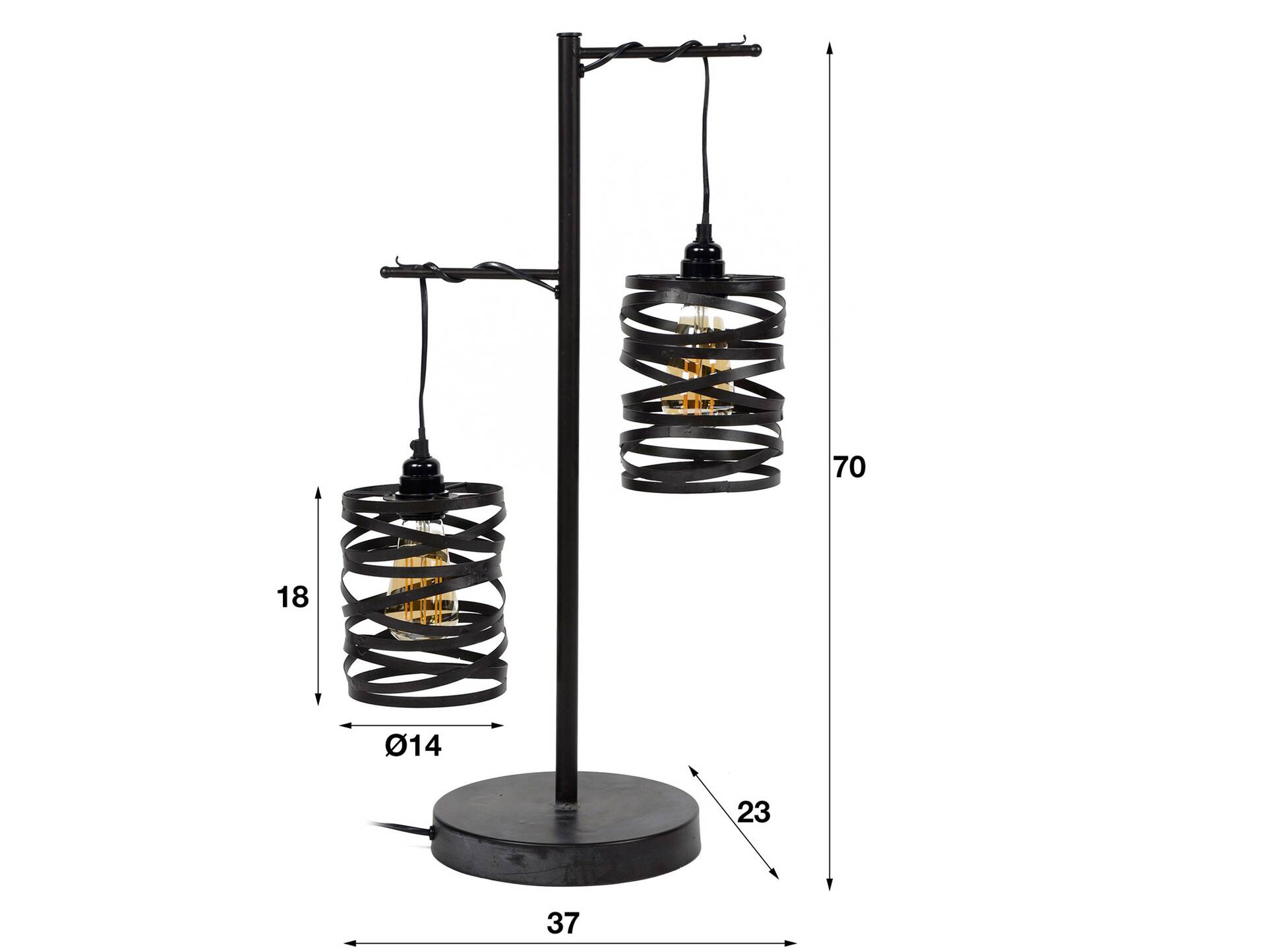 VINNY Tischlampe mit 2 Leuchten, Material Metall, schiefergrau 