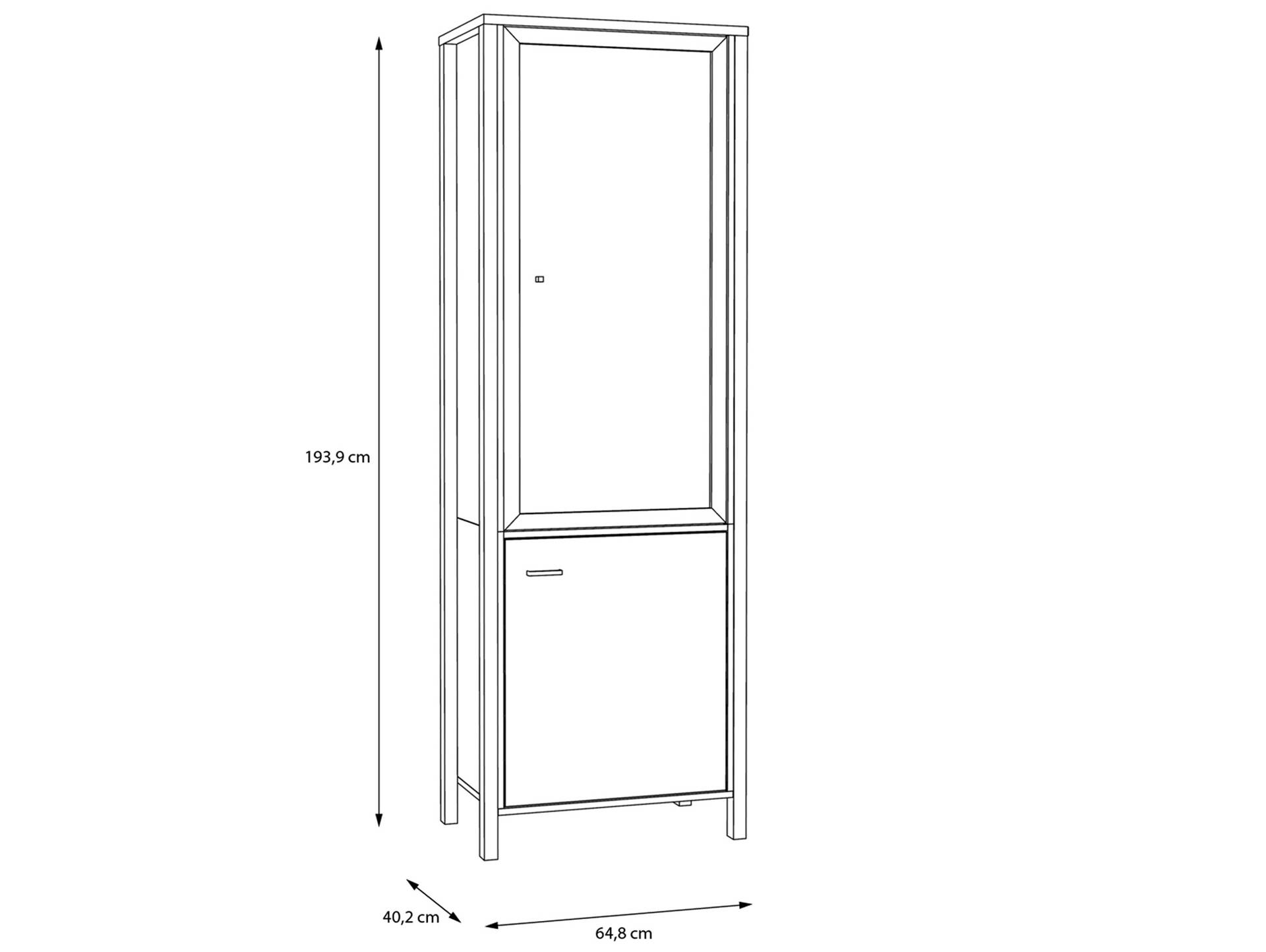 HAVANO Vitrine schmal, Material Dekorspanplatte, Riviera eichefarbig/schwarz 