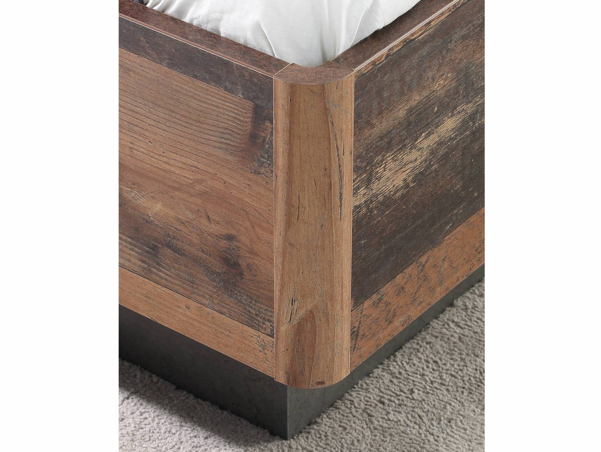 CASSIA Doppelbett 180x200 cm, Material Spanplatte, Old Wood Vintage Nachbildung/betonfarbig 