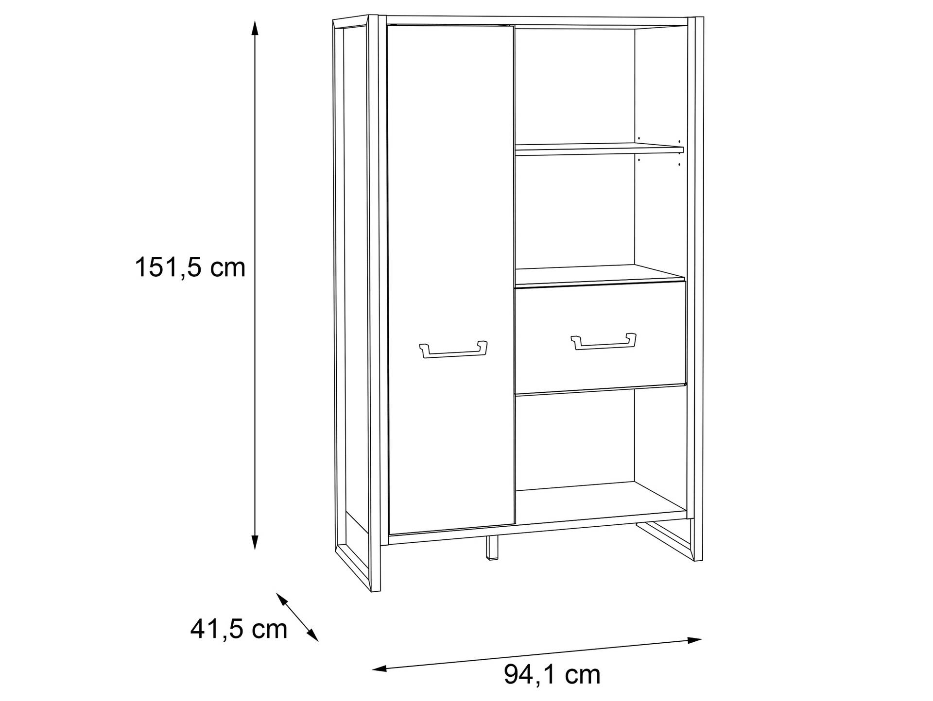 HANIKA Regal / Wohnzimmerschrank, Material Dekorspanplatte, eichefarbig/betonfarbig 