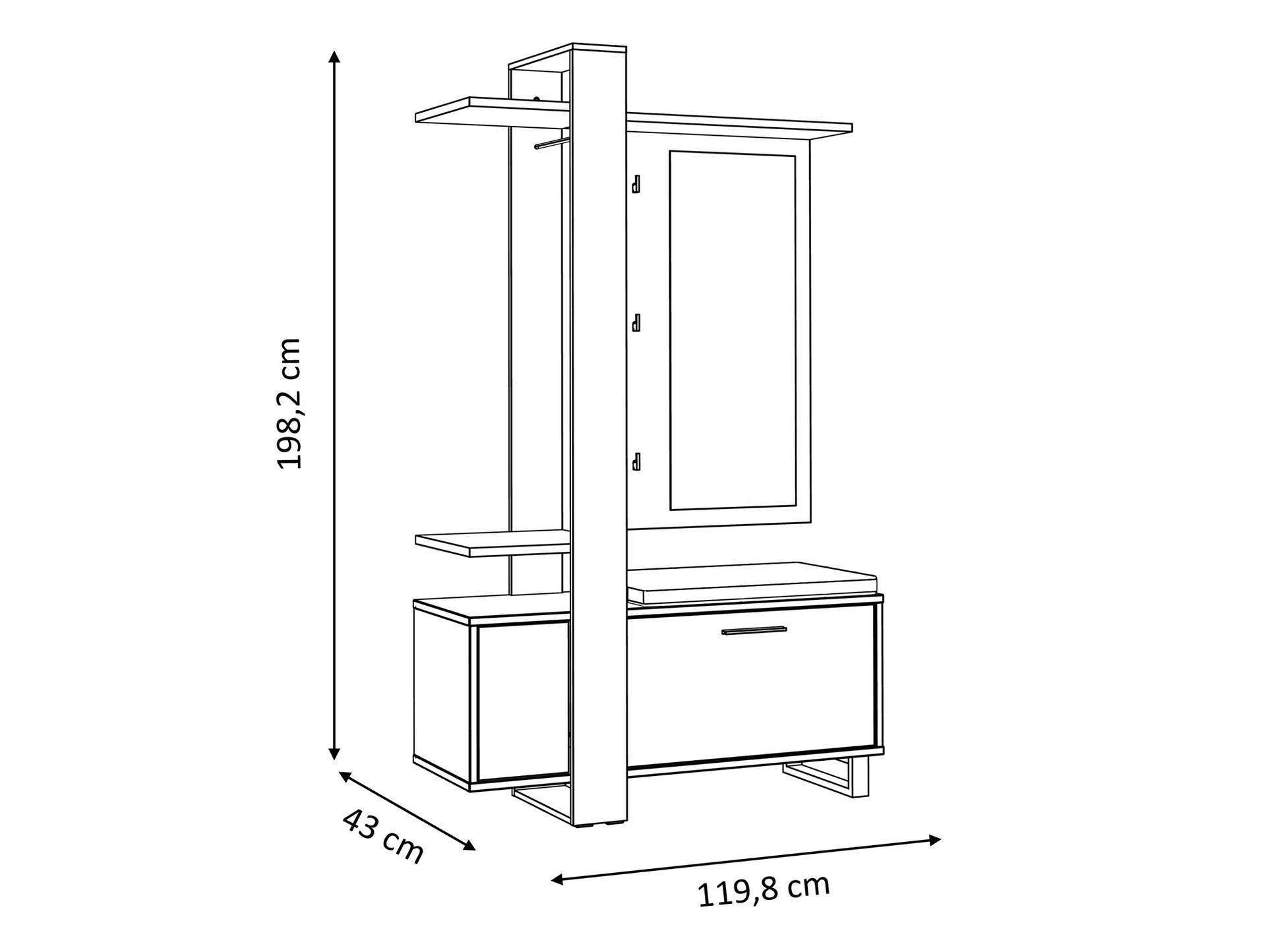 MANATI Kompaktgarderobe, Material Spanplatte, Artisan eichefarbig/schwarz 