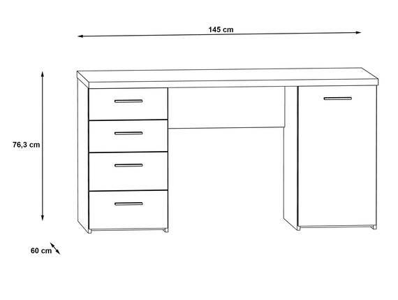 MIGEL Schreibtisch, Material Dekorspanplatte, Old wood vintage/betonfarbig Nachbildung 