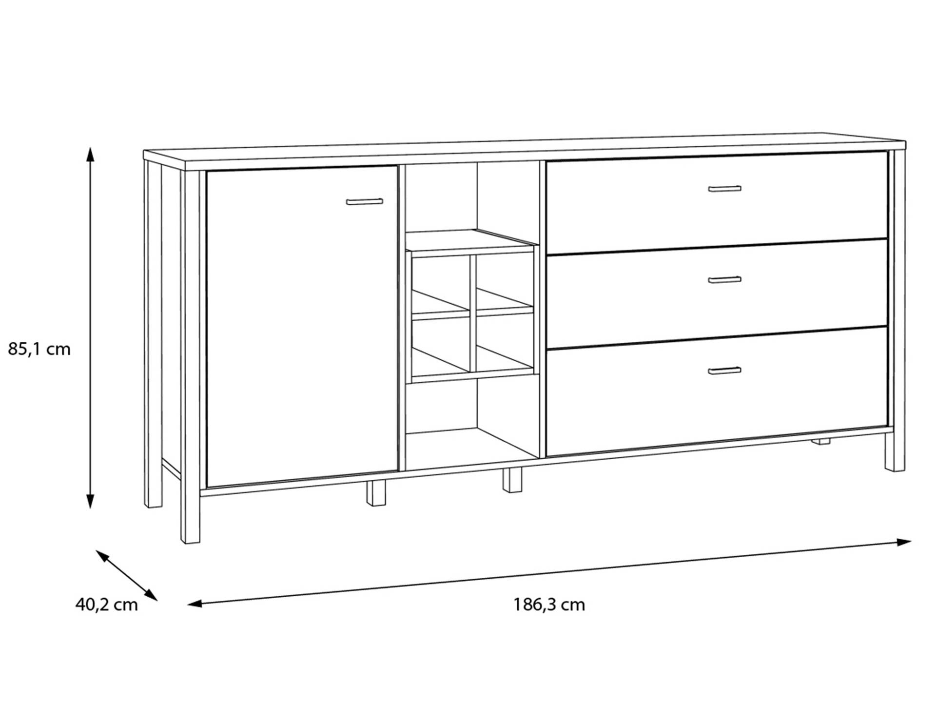 HAVANO Sideboard L II, Material Dekorspanplatte, Riviera Eichefarbig/schwarz 