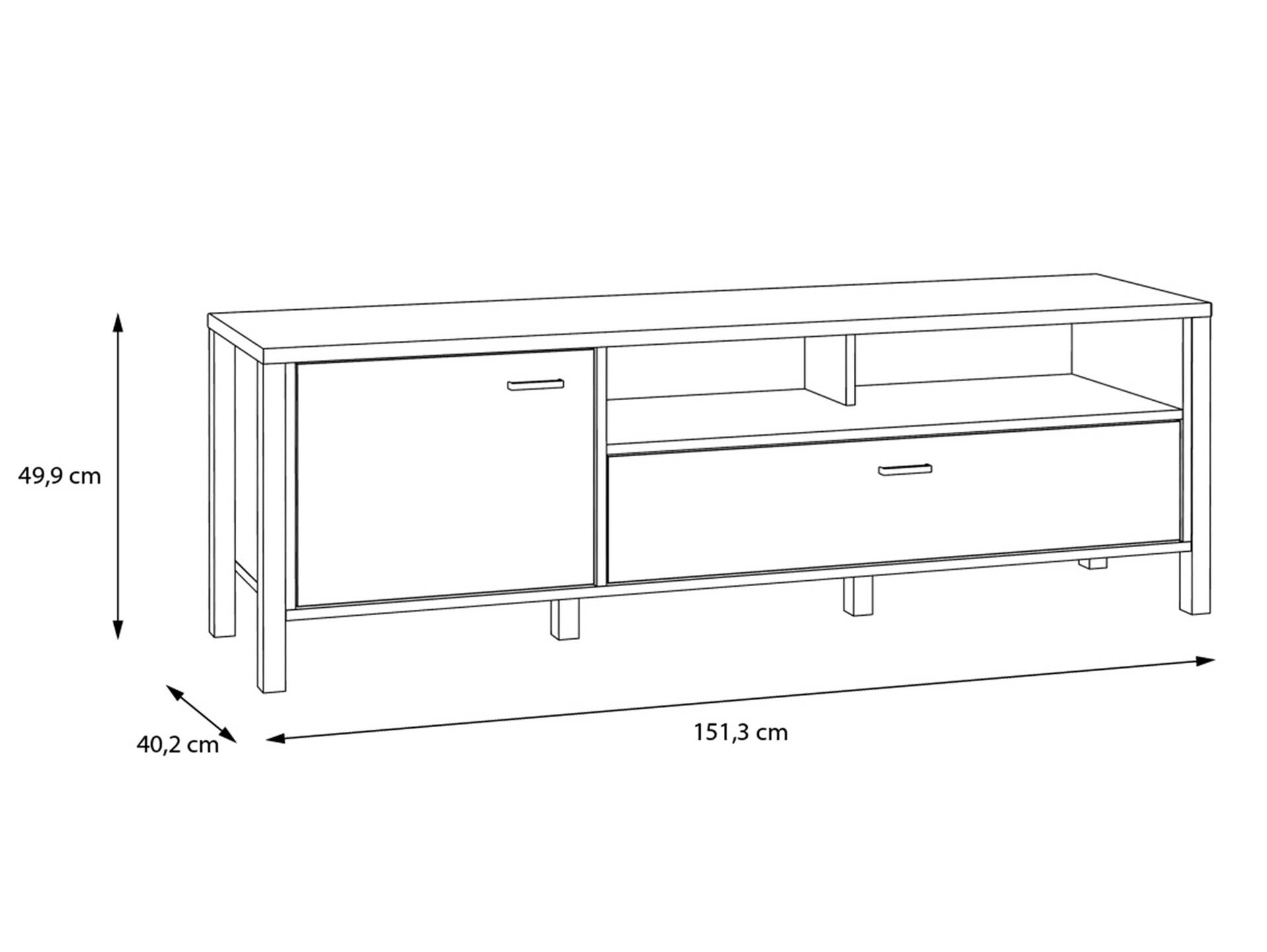 HAVANO TV-Board I, Material Dekorspanplatte, Riviera Eichefarbig/schwarz 