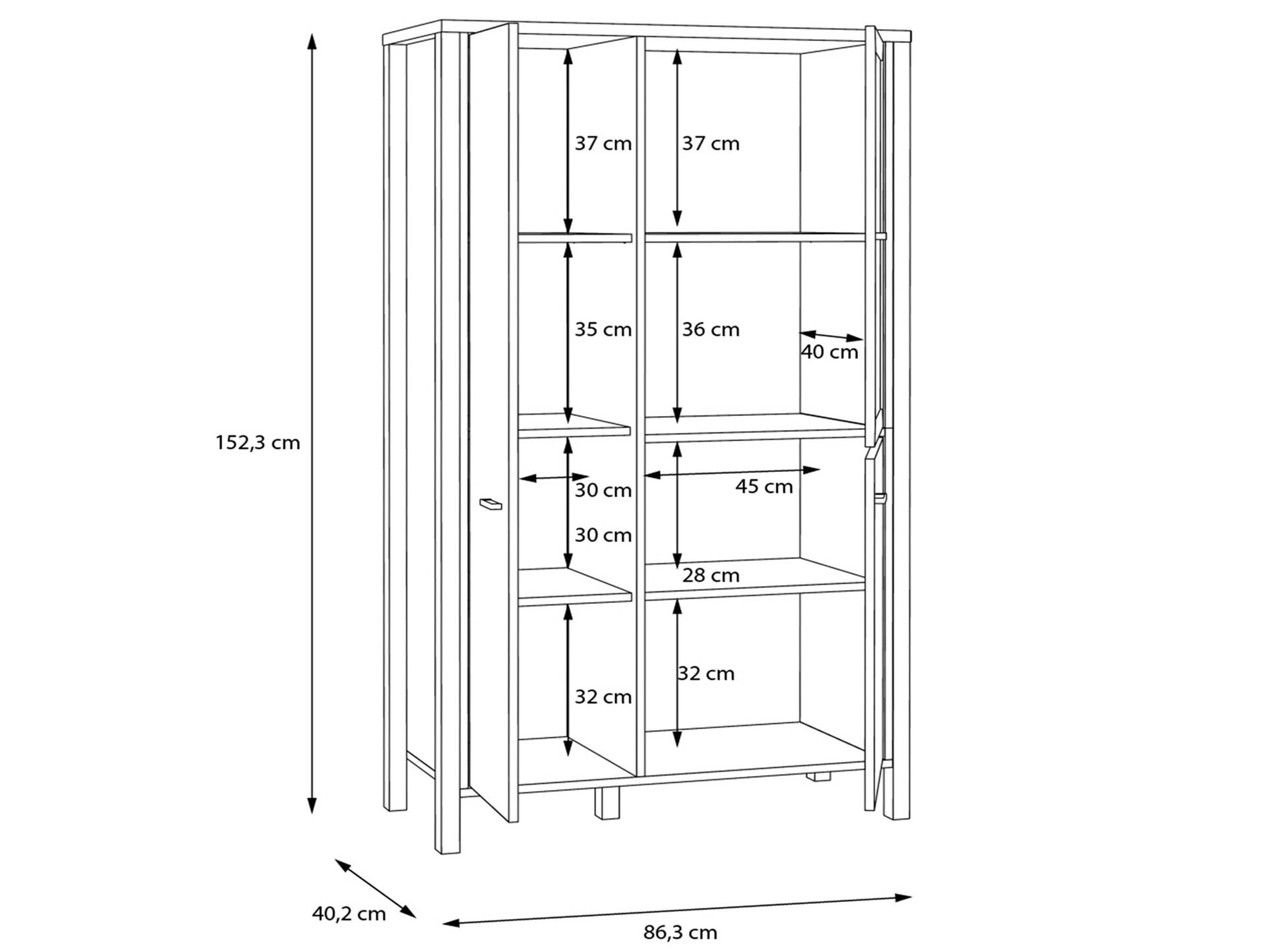 HAVANO Highboard II, Material Dekorspanplatte, Riviera Eichefarbig/schwarz 