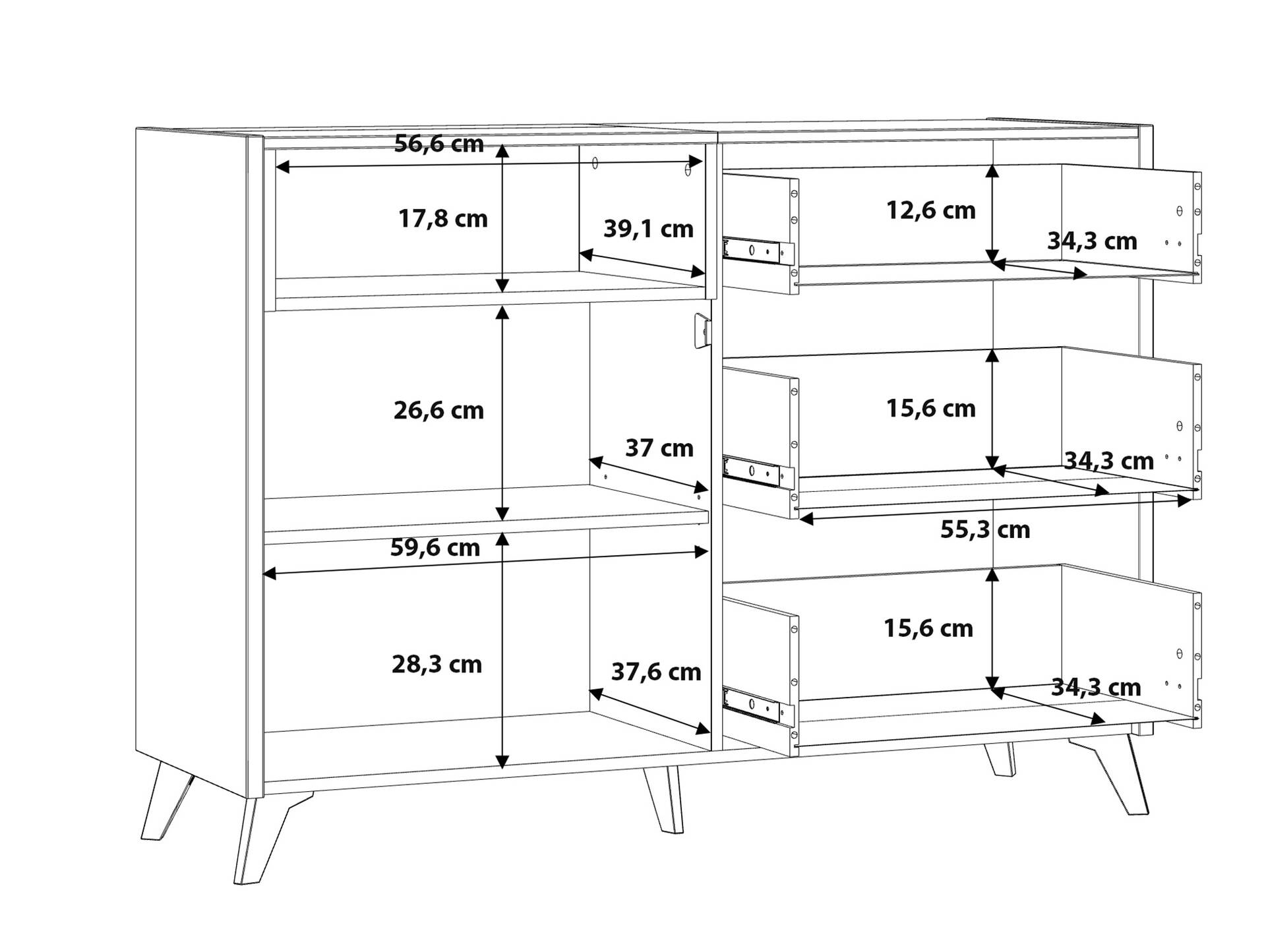 WELLIGTON Kommode, Material Dekorspanplatte, Flagstaff Eichefarbig/grau 