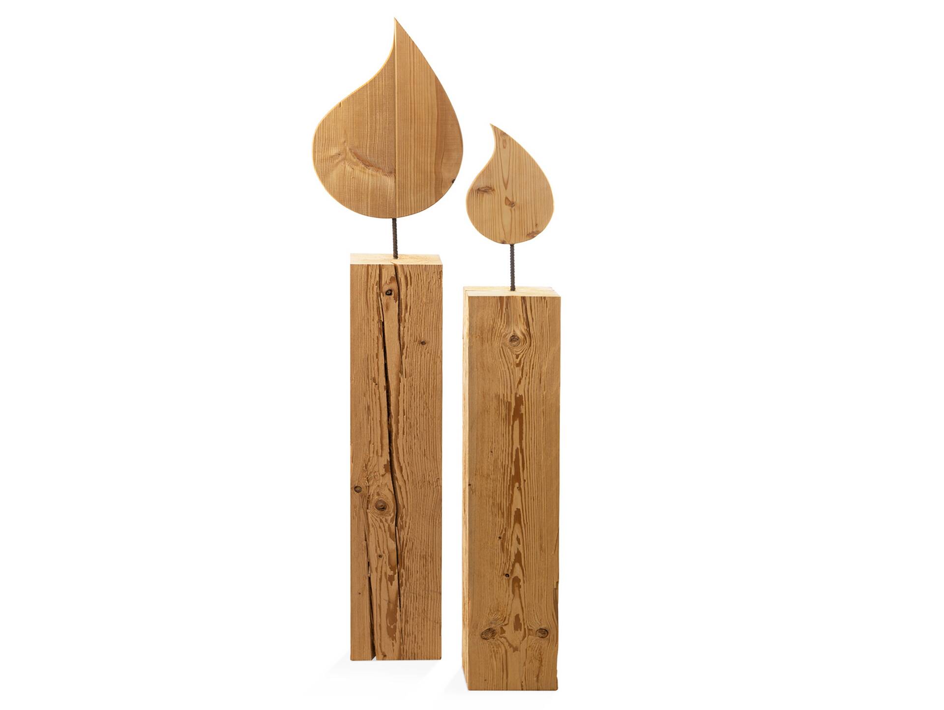 Flamme für Blumensäule, Material Massivholz Fichte Klein - H38 cm