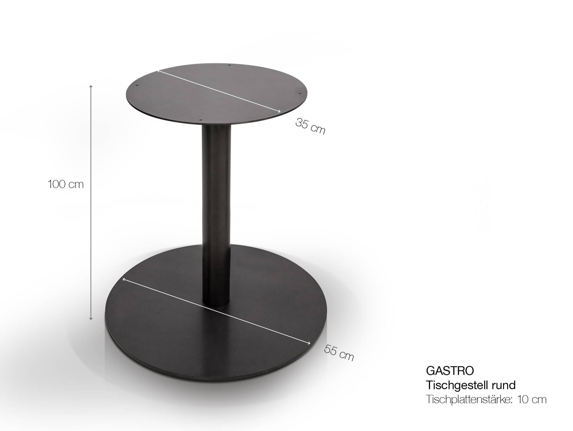 Tischgestell für GASTRO Bartisch rund, Material Stahl, schwarz 