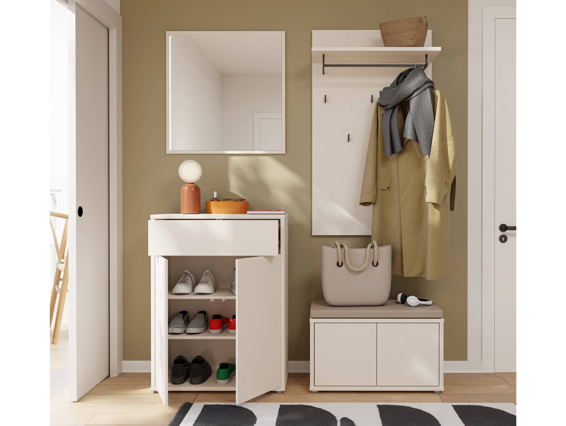 ADIAGO II Garderobenpaneel breit, Material Spanplatte, sand 