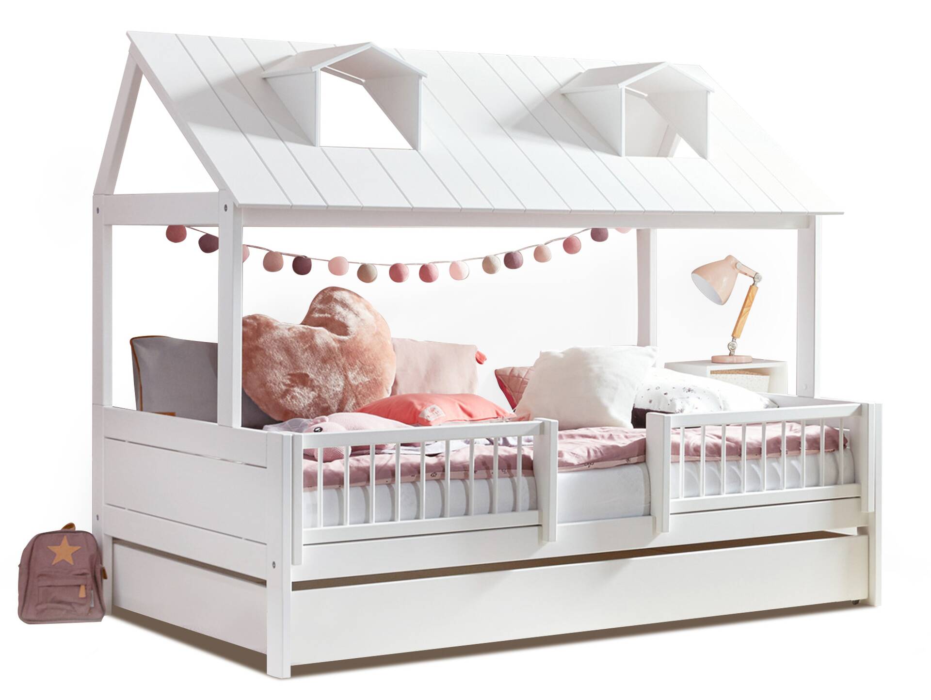 LIFETIME Kidsrooms Beach-House-Kinderbett, Material Massivholz, Kiefer weiß lackiert 