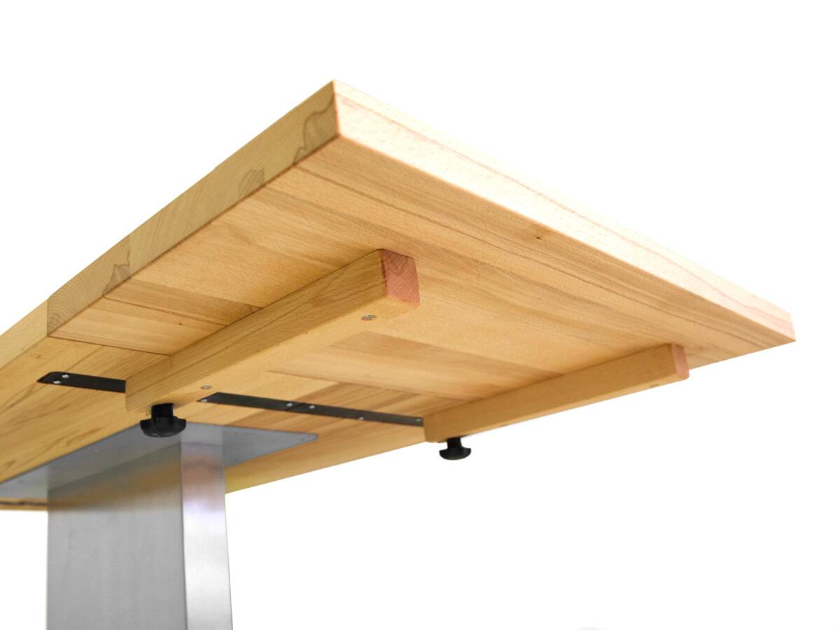 BUENA Säulentisch/Esszimmertisch nach Maß, Material Massivholz/Edelstahl 