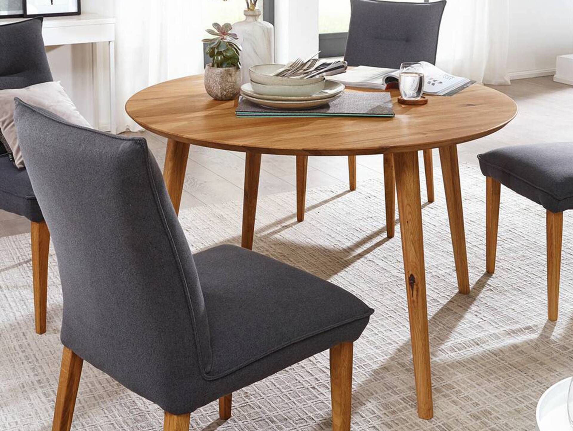 ASCON Esstisch XL Ausziehtisch Rund 120 165 Cm Material Massivholz 