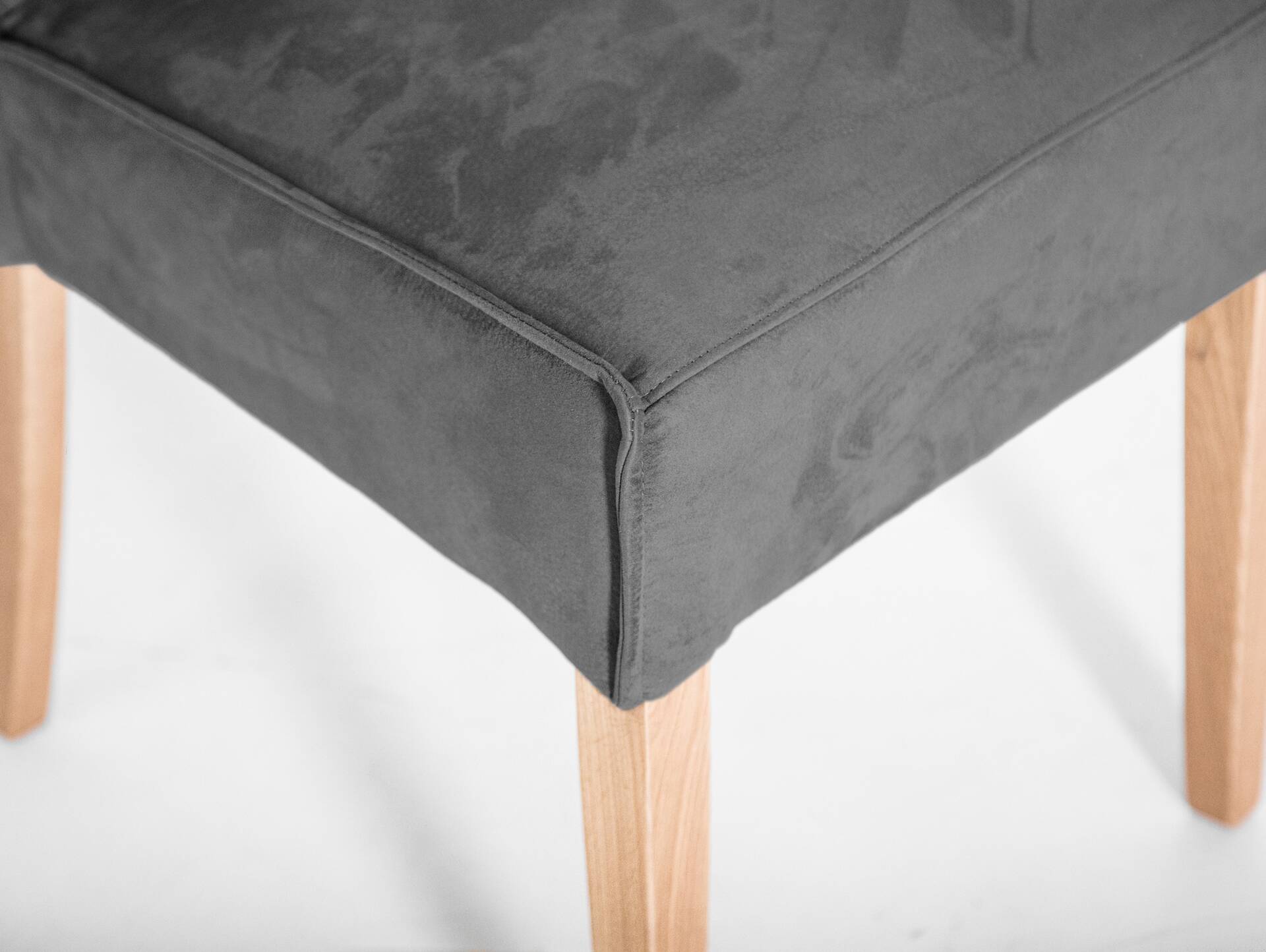 KARI Polsterstuhl / Hochlehner mit Komfortsitz, Material Kunstfaser Nubukoptik/Massivholz Buche | grau