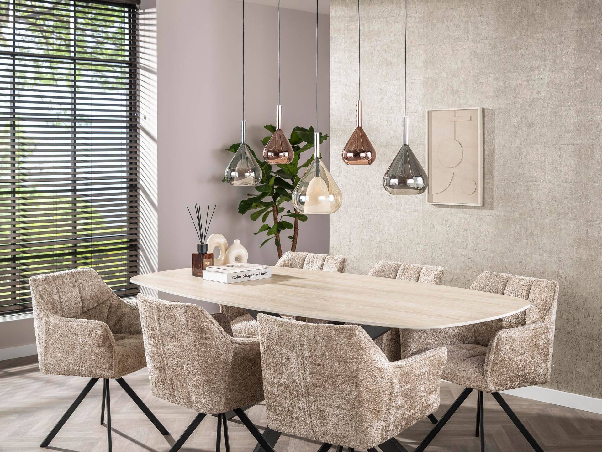 HELIN Pendelleuchte, 5-flammig, Material Glas, 3-farbig 