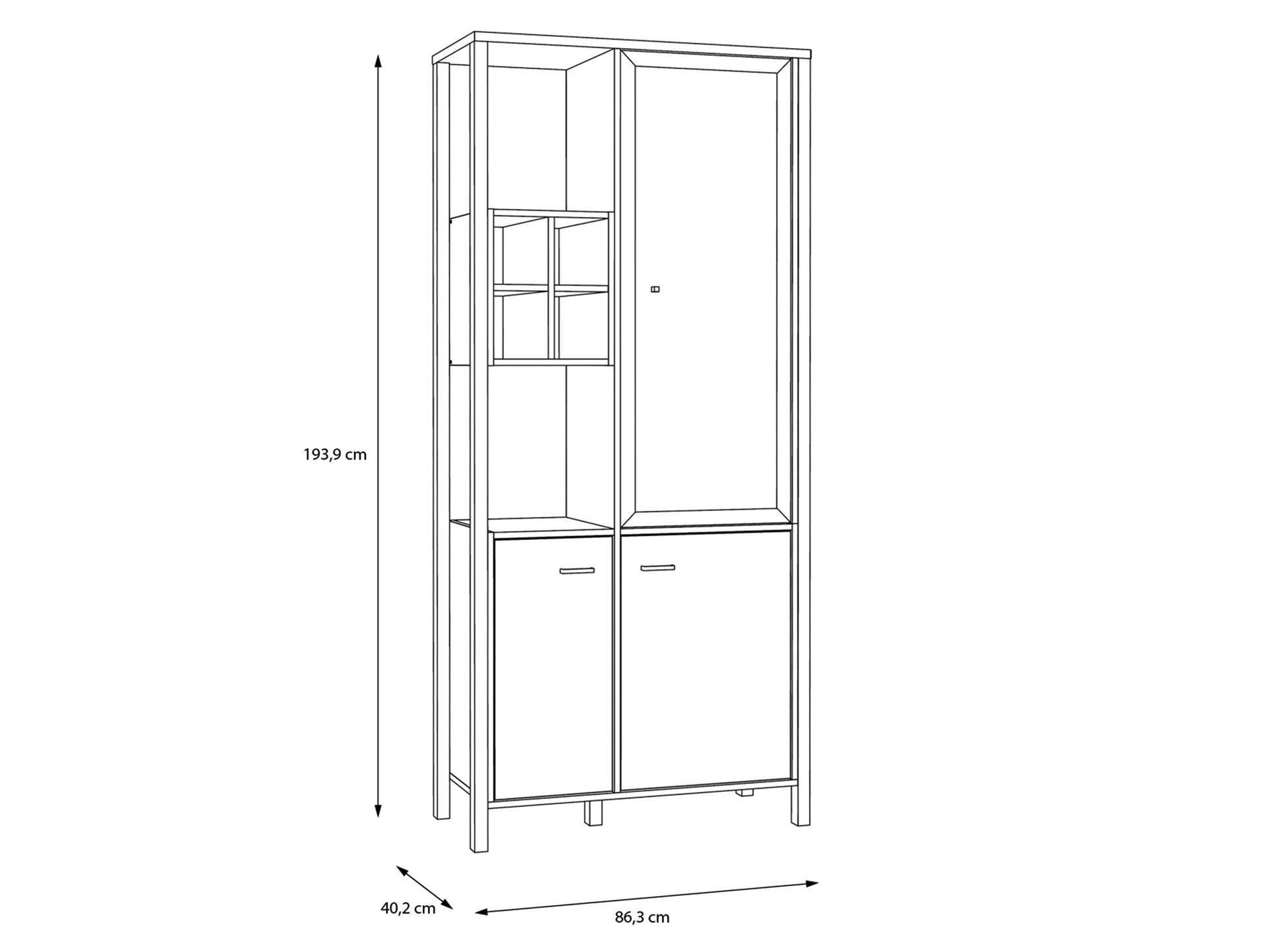 HAVANO Vitrine groß, Material Dekorspanplatte, Riviera eichefarbig/schwarz 