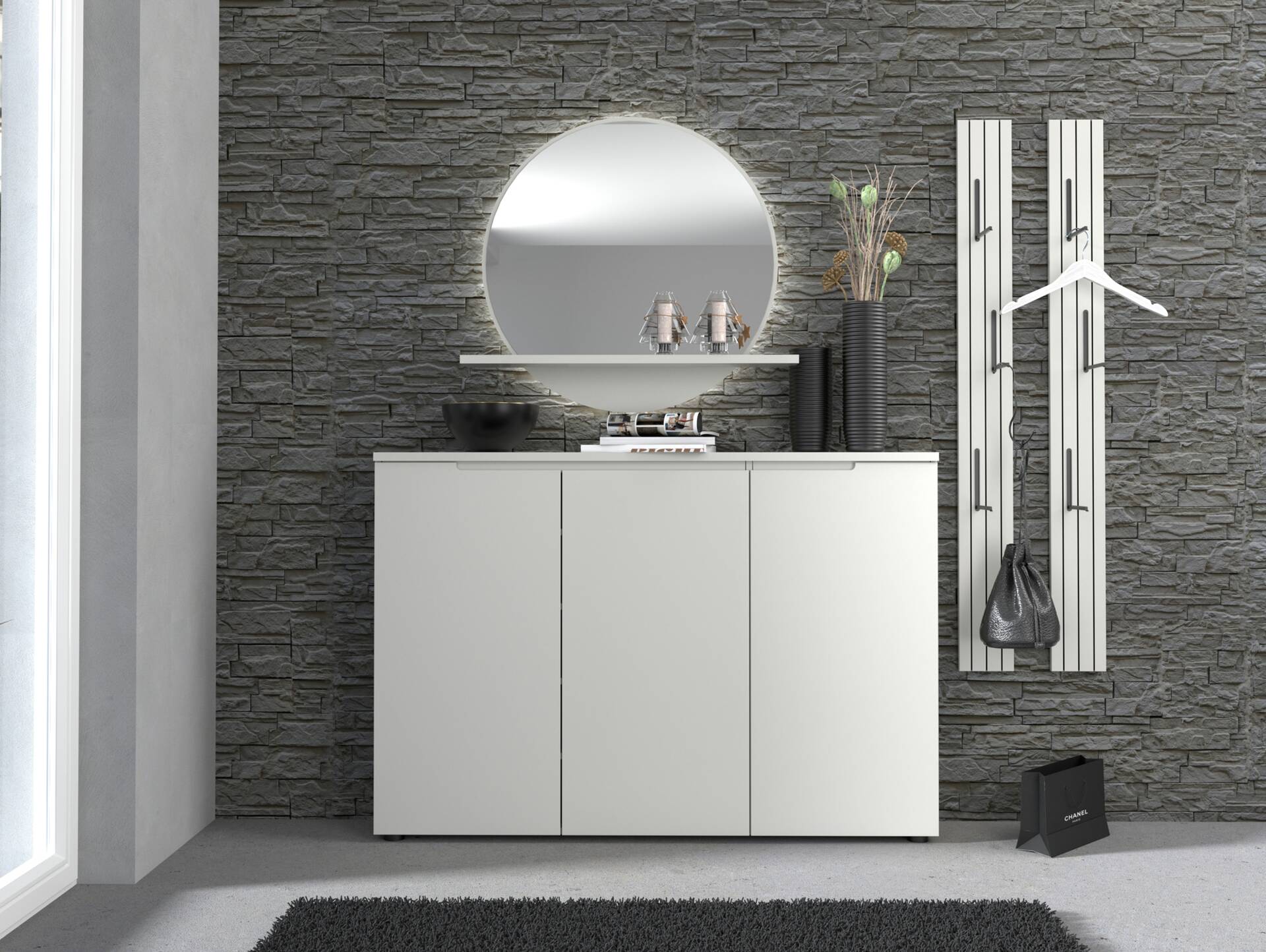 BUDAPEST Schuhschrank II, Material Dekorspanplatte, lichtgrau 