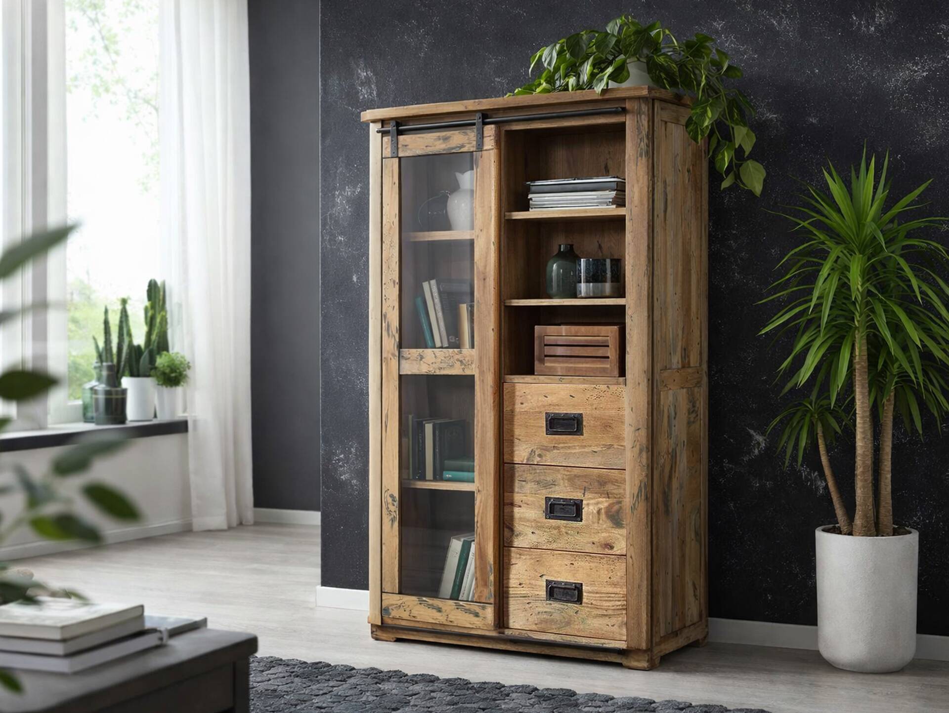 BRISTOL Vitrine I, Material Massivholz, Mango rustikal 