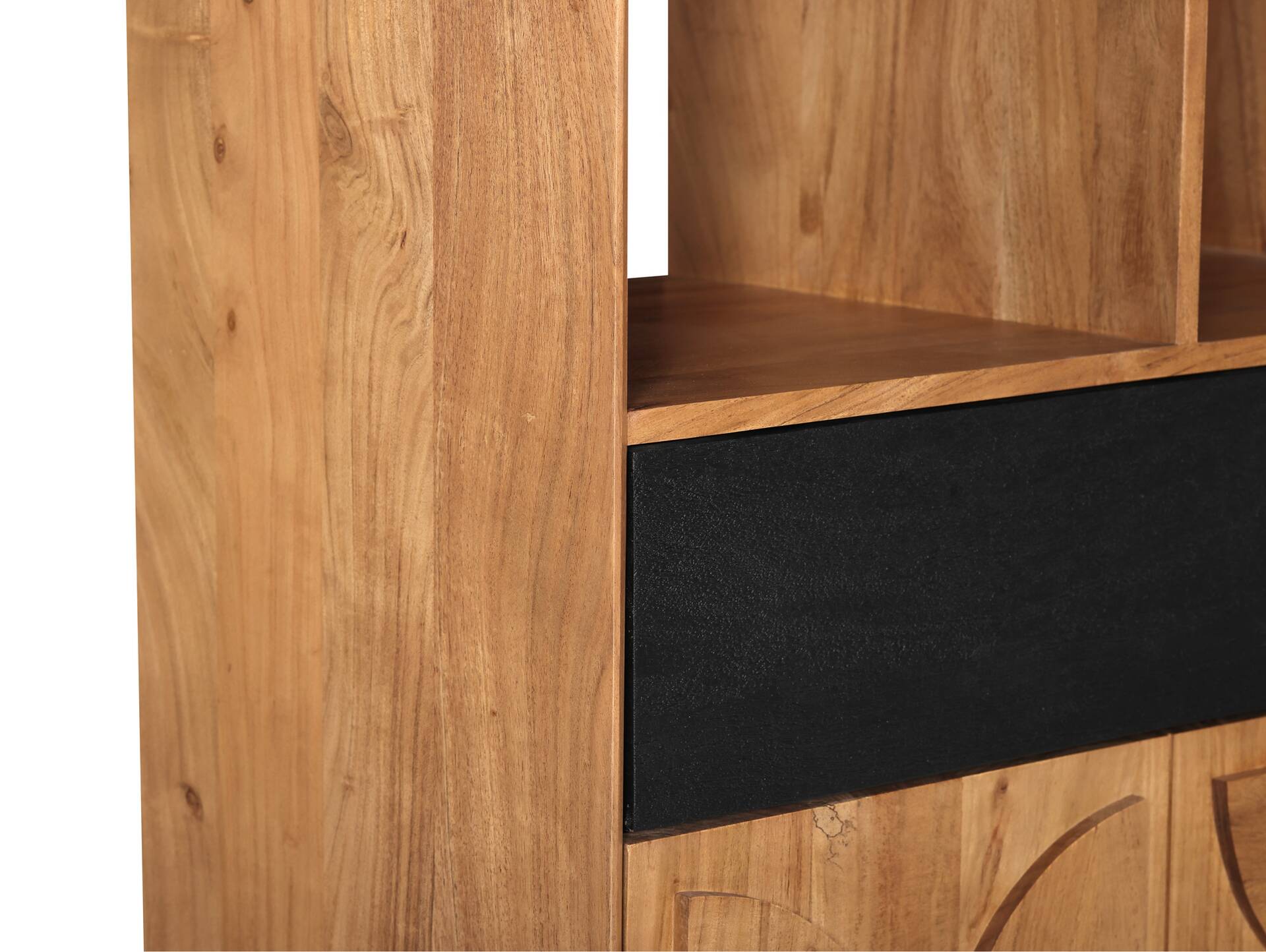 CATANDO Regal, Material Massivholz, Akazie honigfarben/Abs. schwarz 