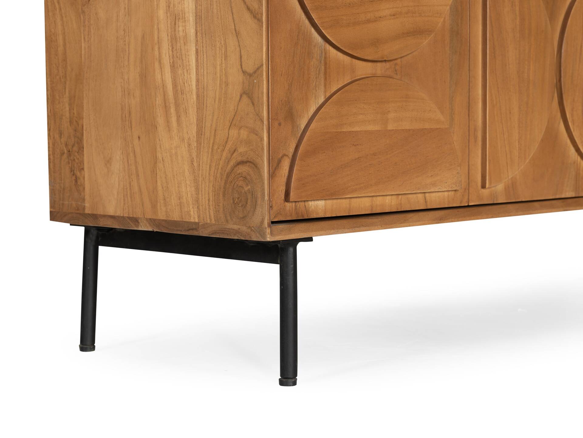 CATANDO Highboard, Material Massivholz, Akazie honigfarben/Abs. schwarz 