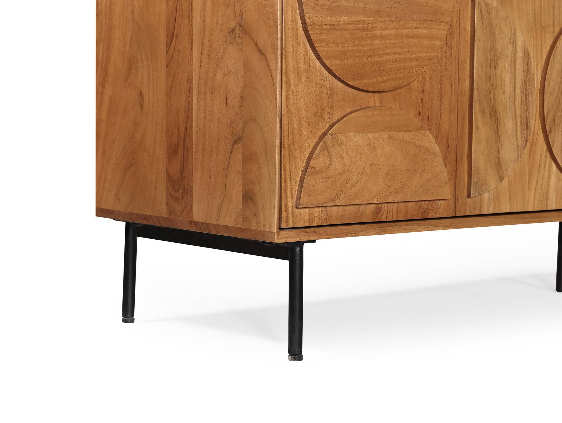 CATANDO TV-Element, Material Massivholz, Akazie honigfarben/Abs. schwarz 