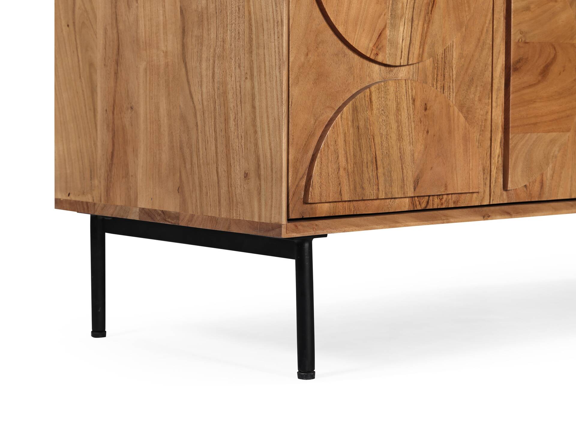 CATANDO Sideboard, Material Massivholz, Akazie honigfarben/Abs. schwarz 