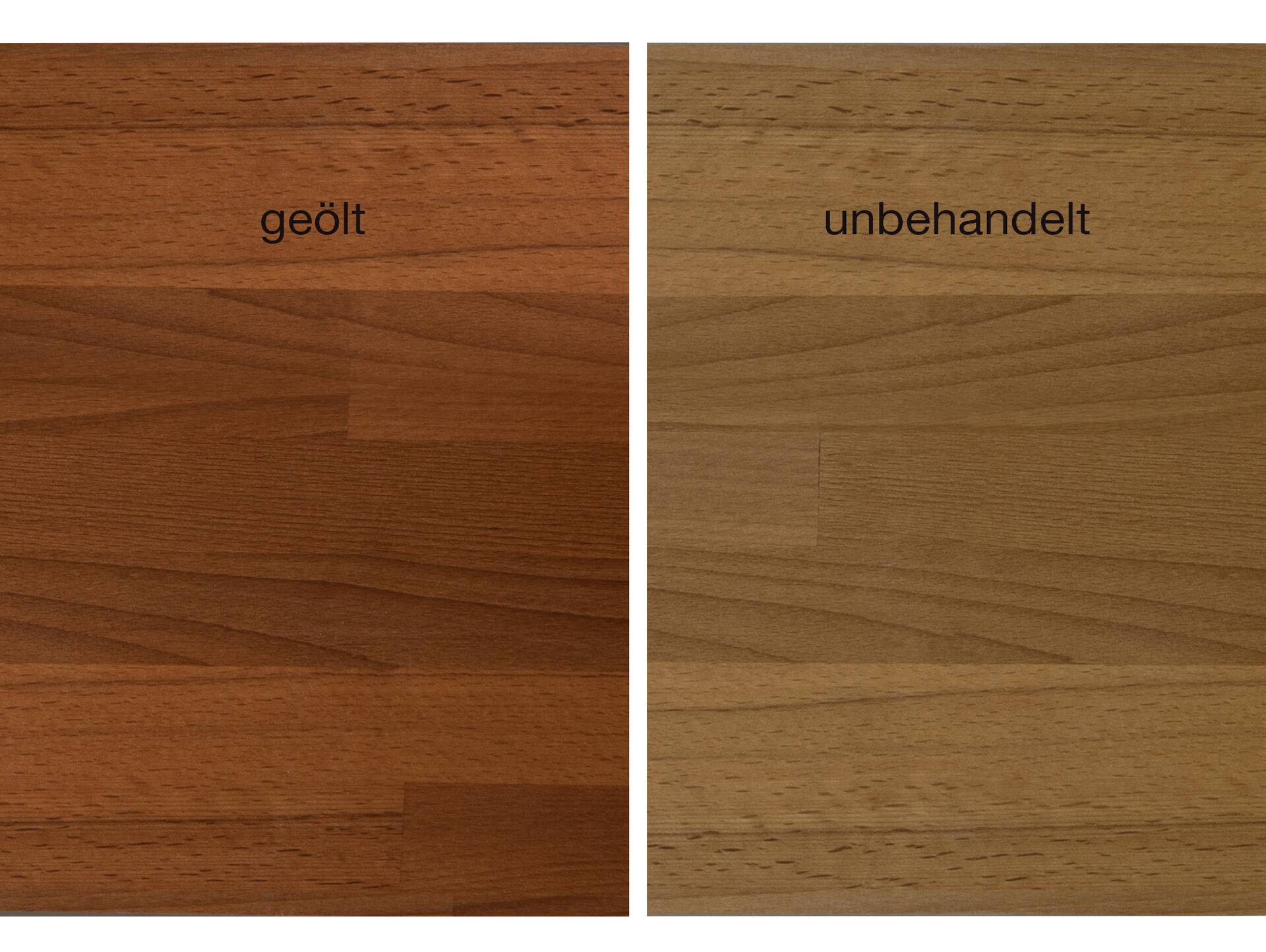 CALIDO 4-Fuß-Bett mit Polsterkopfteil, Material Massivholz 140 x 200 cm | Buche nussbaumfarbig gedämpft | Kunstleder Schwarz | Standardhöhe