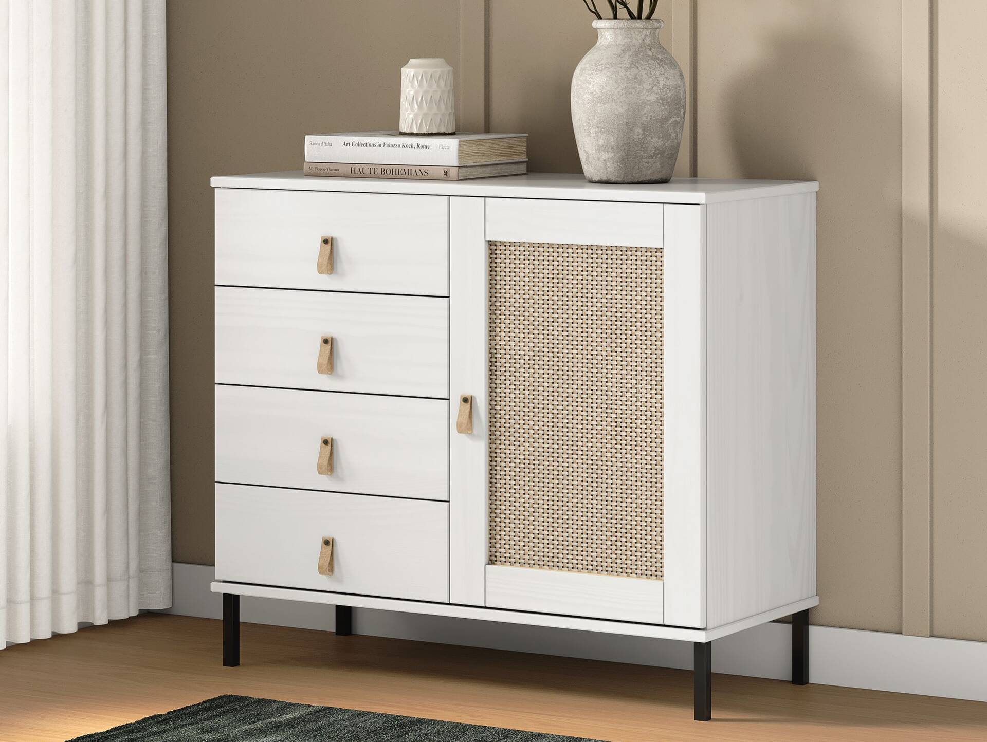 CINOY Sideboard II, Material Massivholz, Kiefer lackiert weiss