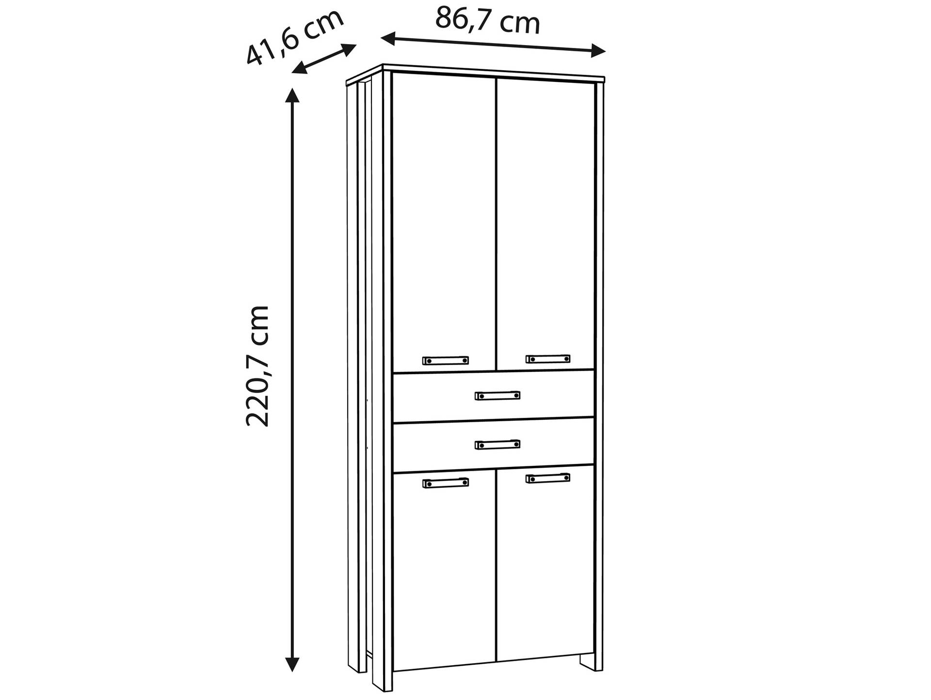 CASSIA Büroschrank 4 Türen + 2 Schubkästen, Material Dekorspanplatte, Old Wood Vintage/betonfarbig 