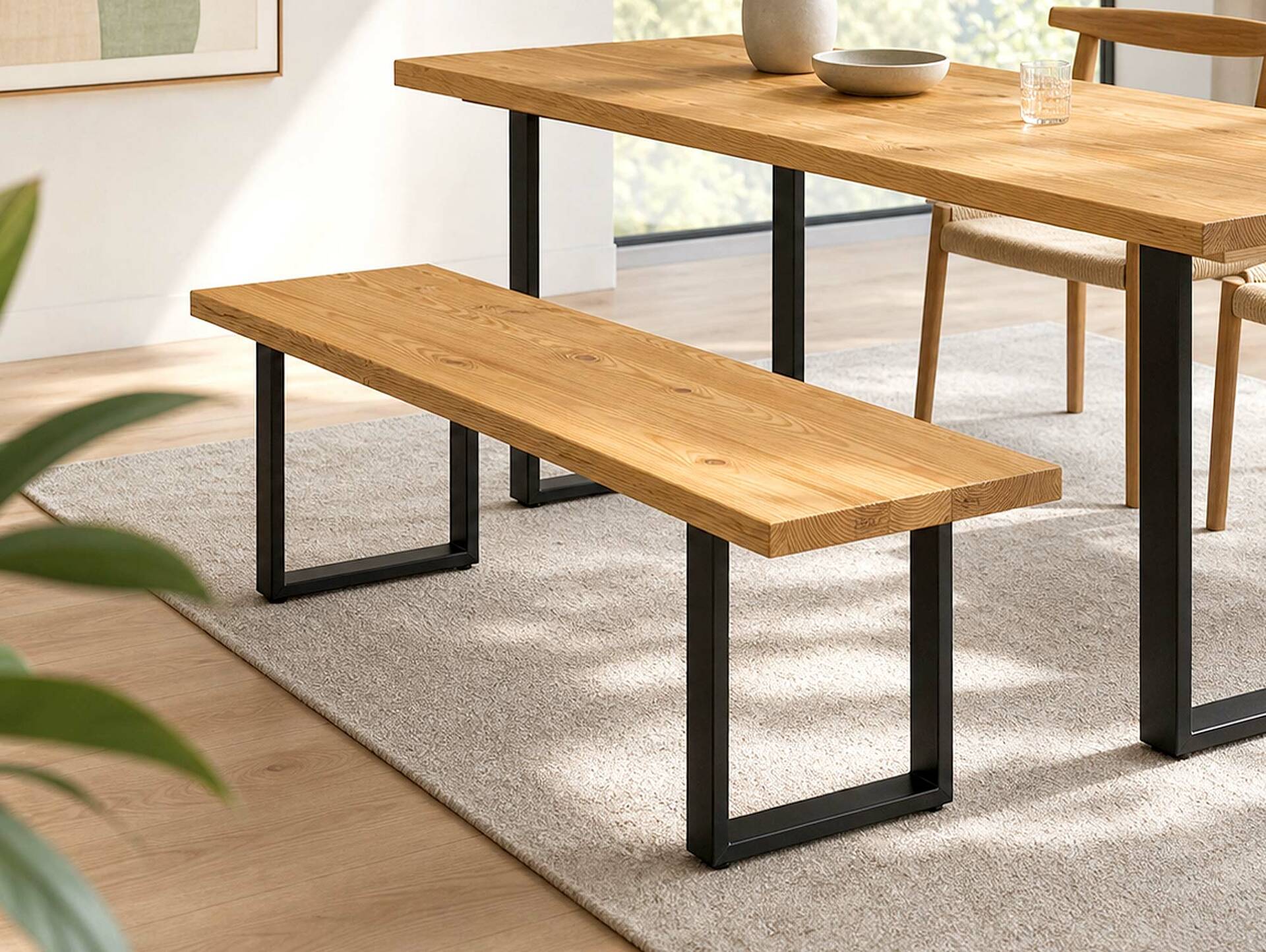 CURBY Sitzbank, rustikale Altholzoptik, Material Massivholz, Fichte gebürstet 180 cm | natur | ohne Rückenlehne | ohne Sitzkissen