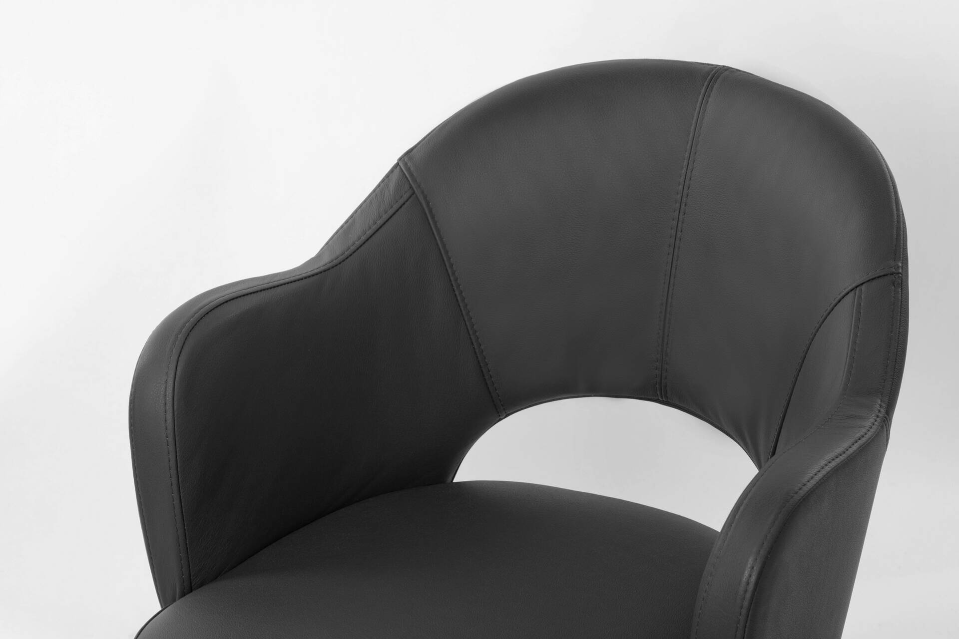 DOLORA 2er SET Schalenstühle, Gestell Eisen schwarz mit Drehfunktion | Echtleder | schwarz
