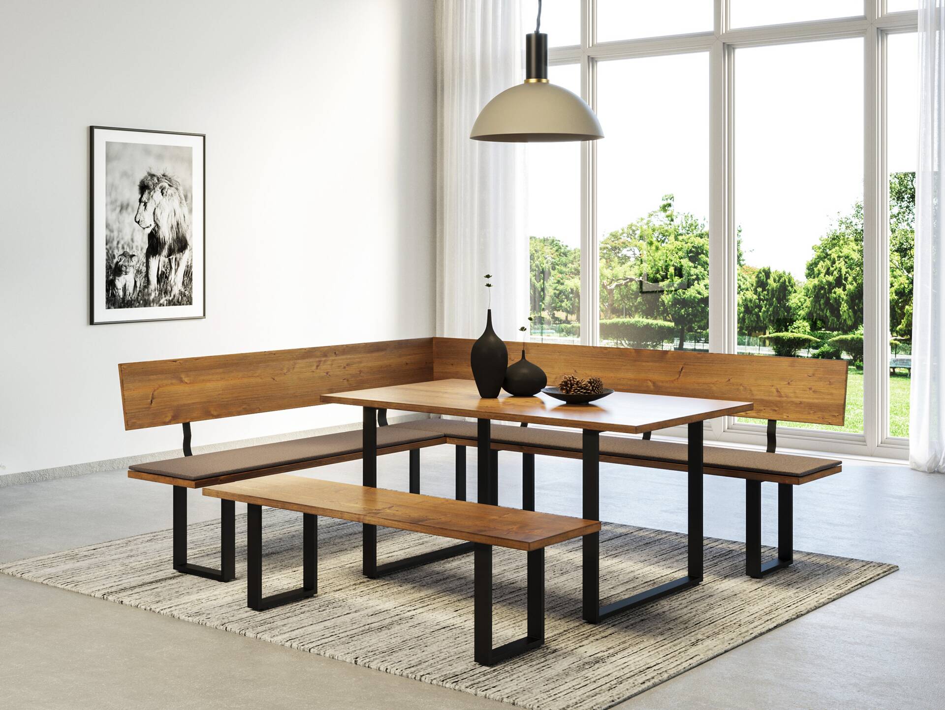 CURBY Sitzbank, rustikale Altholzoptik, Material Massivholz, Fichte gebürstet 180 cm | vintage | mit Rückenlehne | ohne Sitzkissen