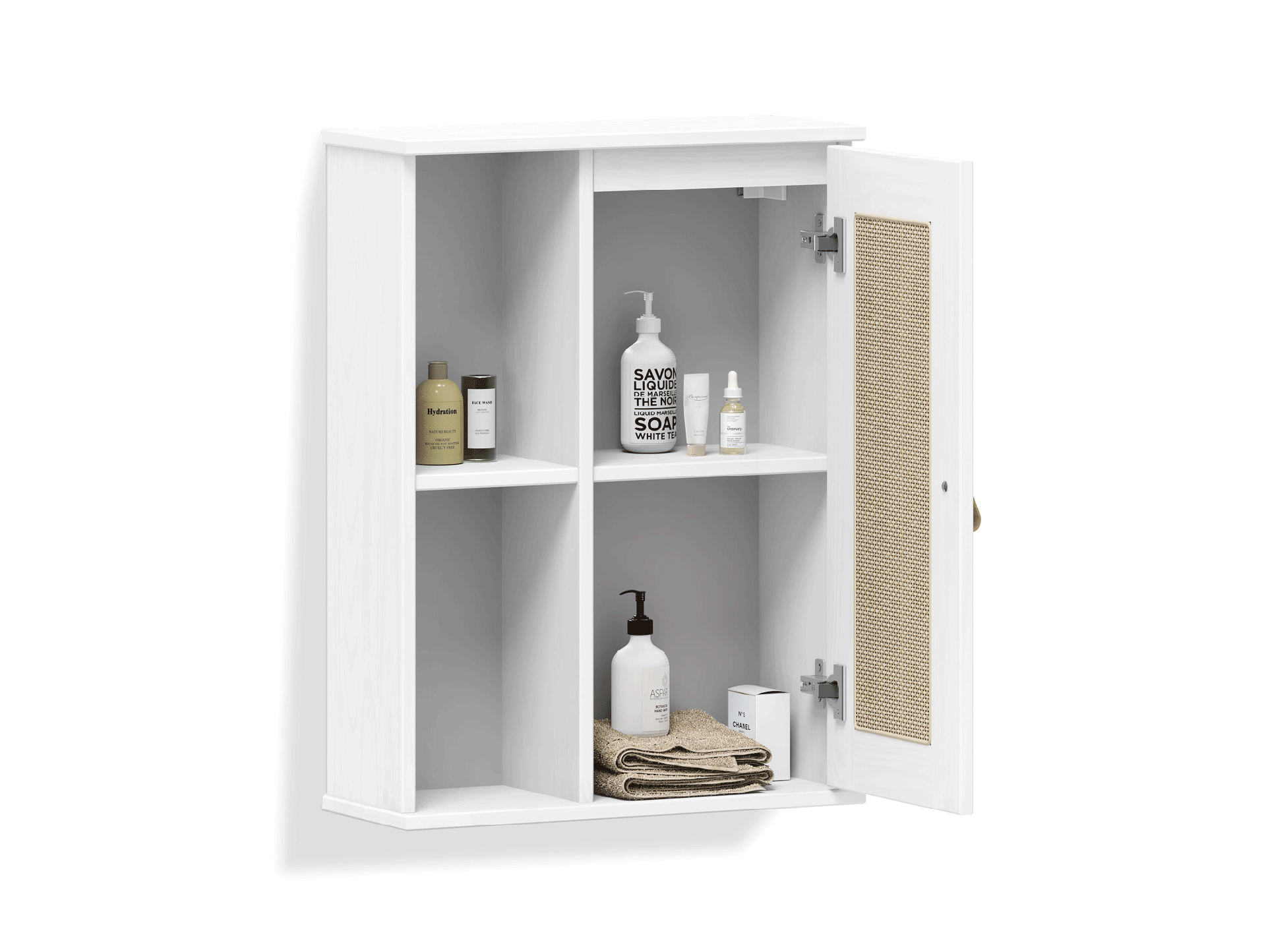 CINOY Hängeelement fürs Badezimmer, Material Massivholz, Kiefer lackiert weiss