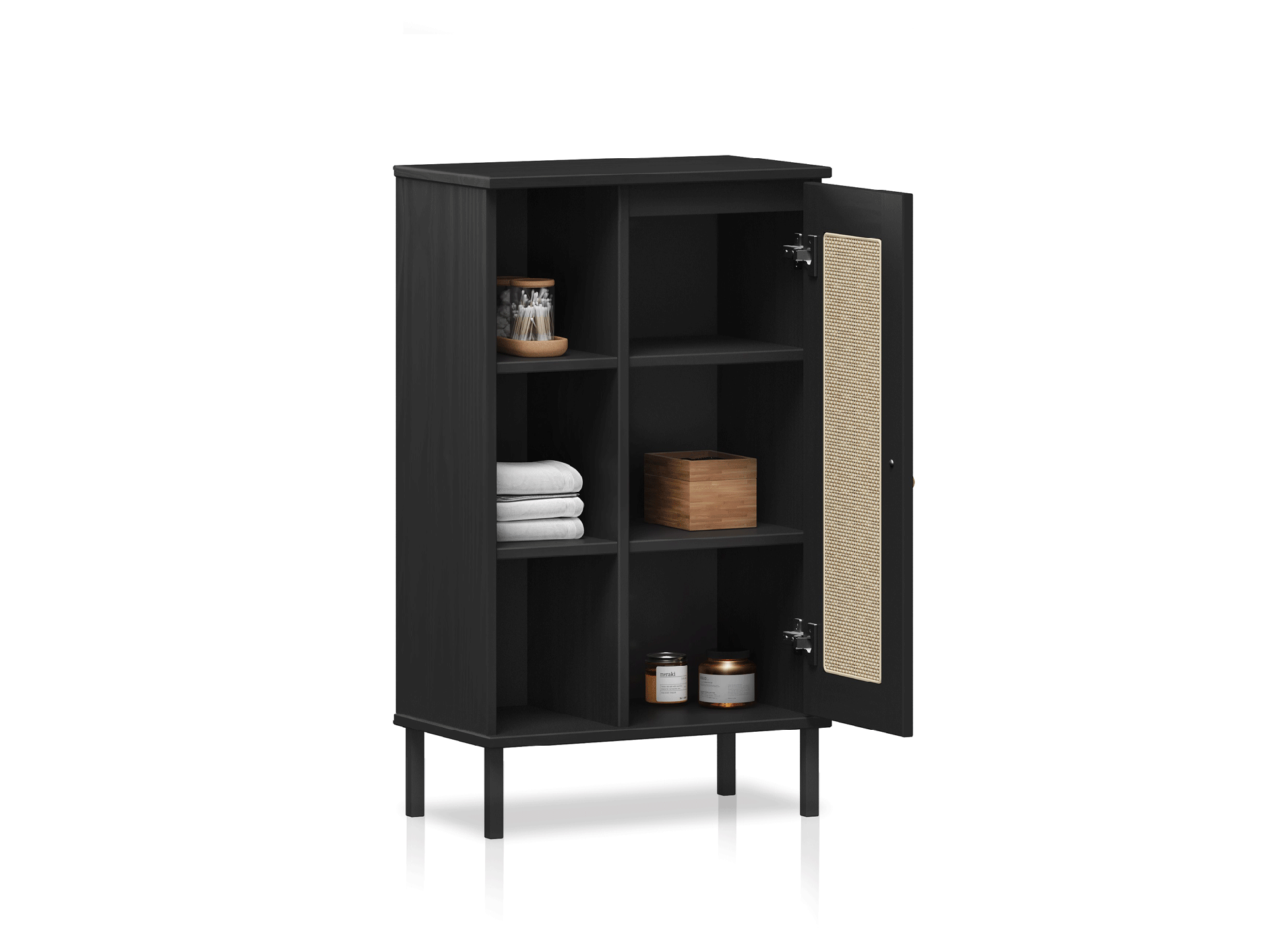 CINOY Regal I fürs Badezimmer, Material Massivholz, Kiefer lackiert schwarz