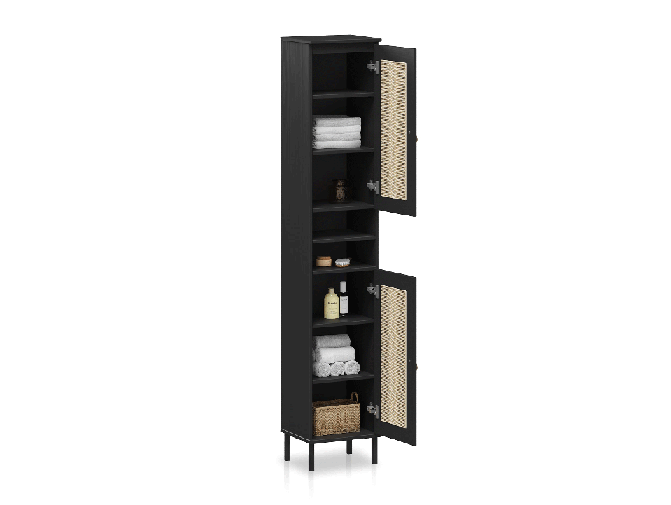 CINOY Regal II fürs Badezimmer, Material Massivholz, Kiefer lackiert schwarz
