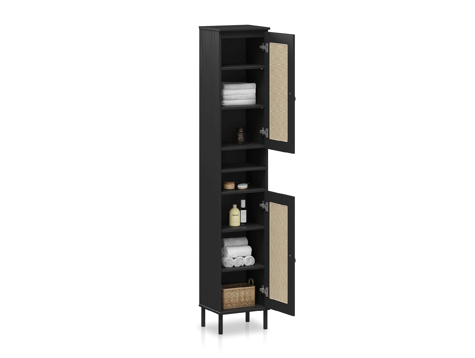 CINOY Regal II fürs Badezimmer, Material Massivholz, Kiefer lackiert schwarz