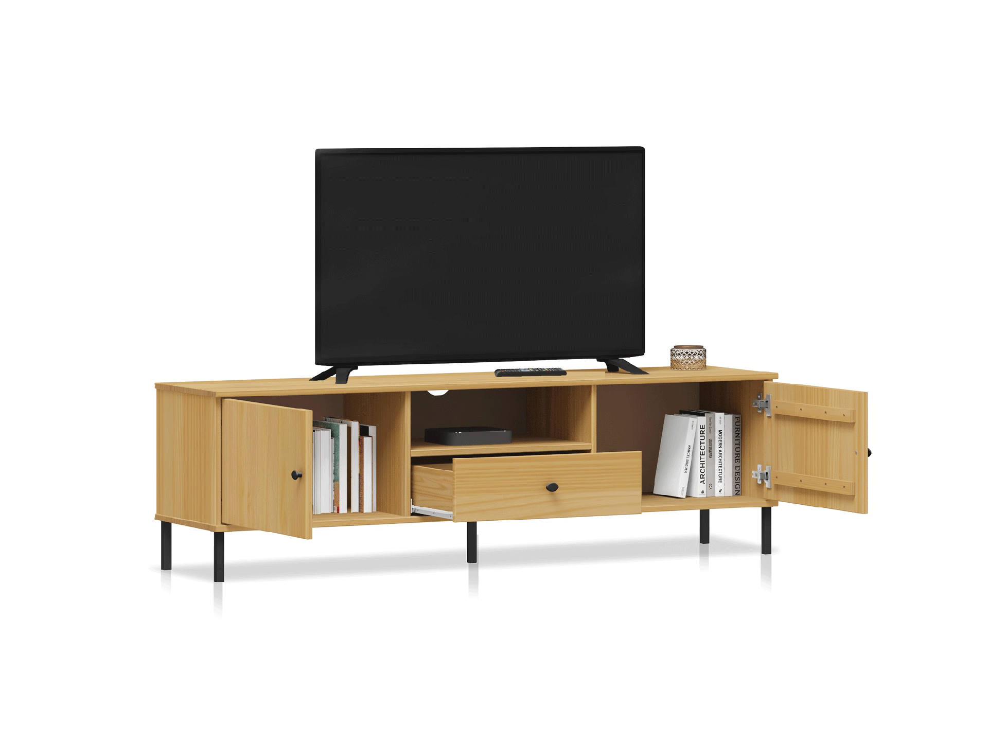 AYKO TV-Board II, Material Massivholz, Kiefer eichefarbig lackiert 