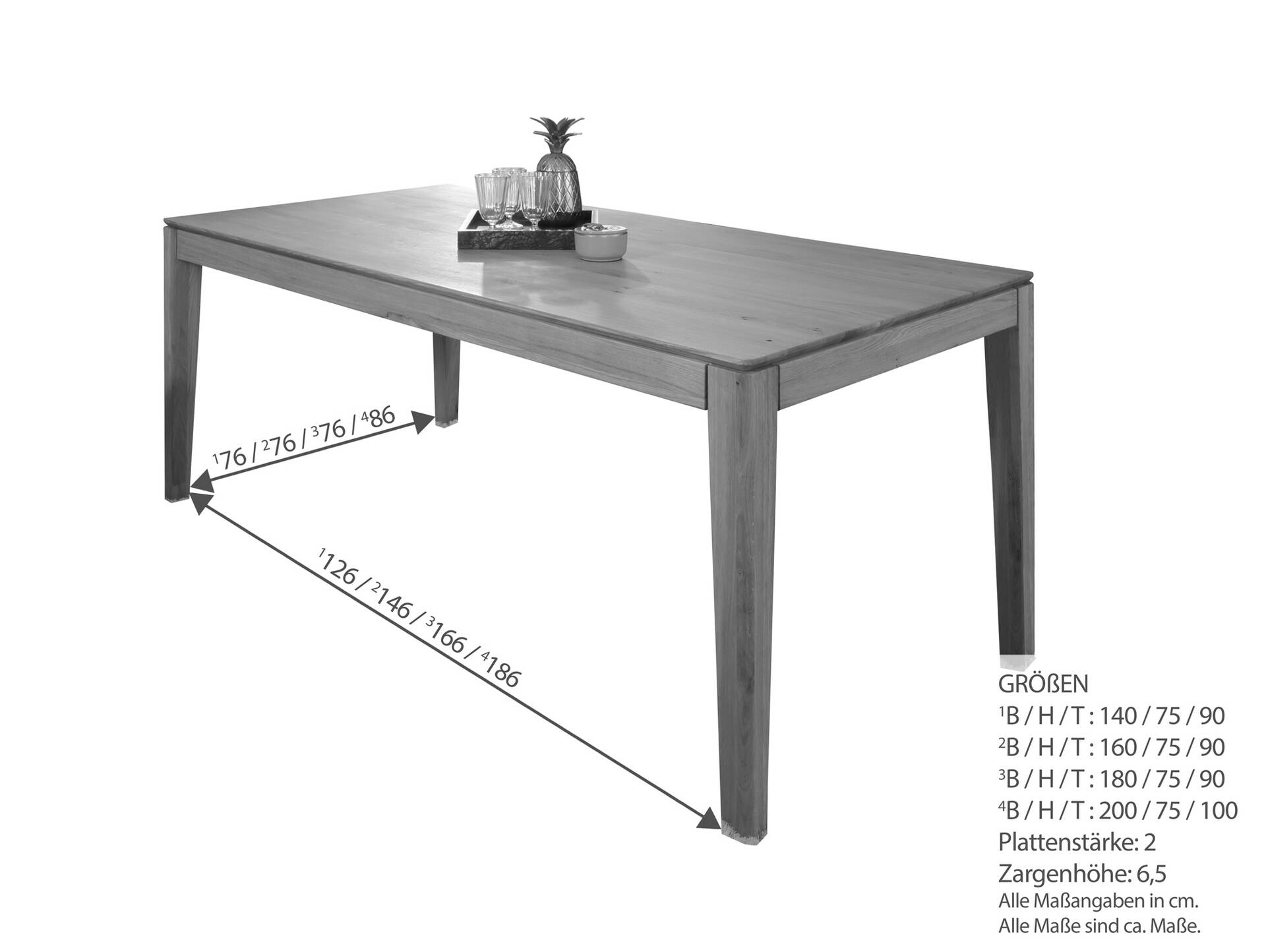 SITANO Ausziehtisch, Material Massivholz, Wildeiche geölt 140/225 x 90 cm