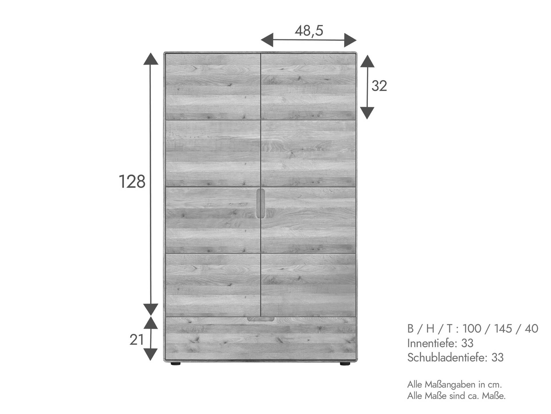 ANDINO Highboard/Wäscheschrank, Material Massivholz, Wildeiche geölt 