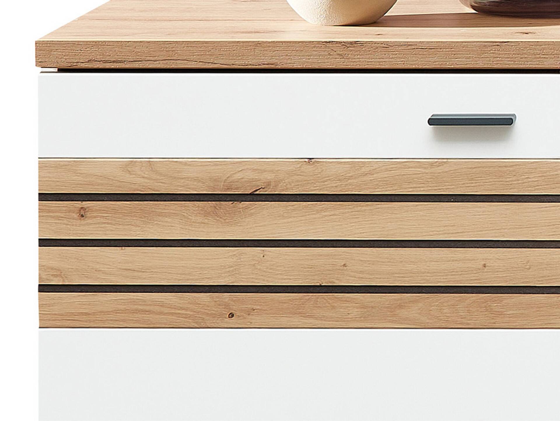 FABINA Wohnwand, Material Dekorspanplatte, Eiche Artisan Nachbildung/weiss 