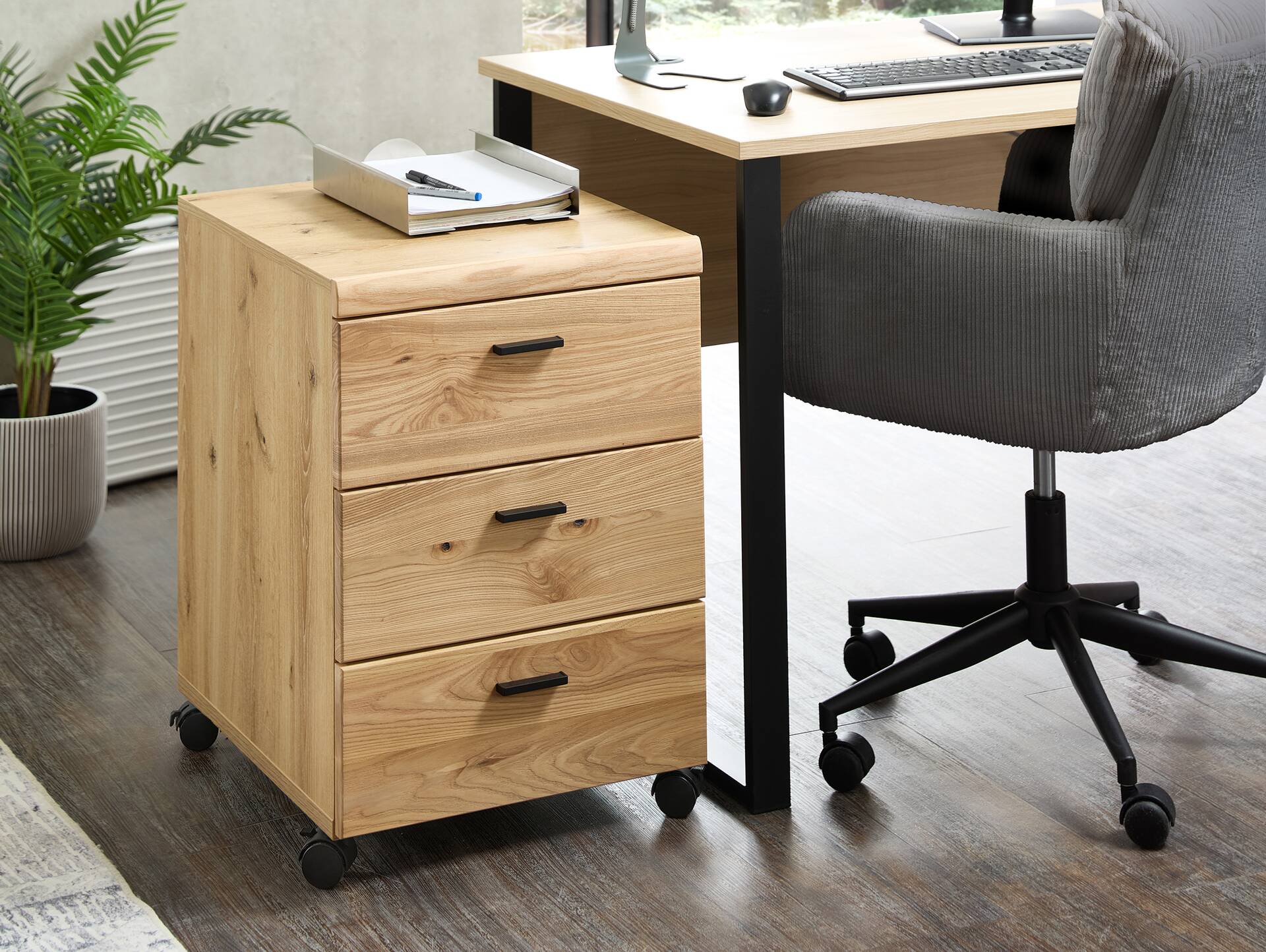 GENNY Rollcontainer, Material Dekorspanplatte Altesche massiv / Artisan Eichefarbig